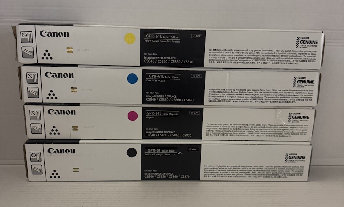 Genuine Set of 4 Canon GPR-61 Black and GPR-61L CMY Toner Cartridges iR ADV DX