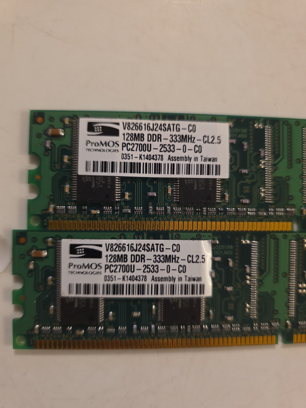 ProMOS 256MB (2x128MB) DDR1 PC2700 DDR333 CL2.5 Desktop RAM Memory Lot