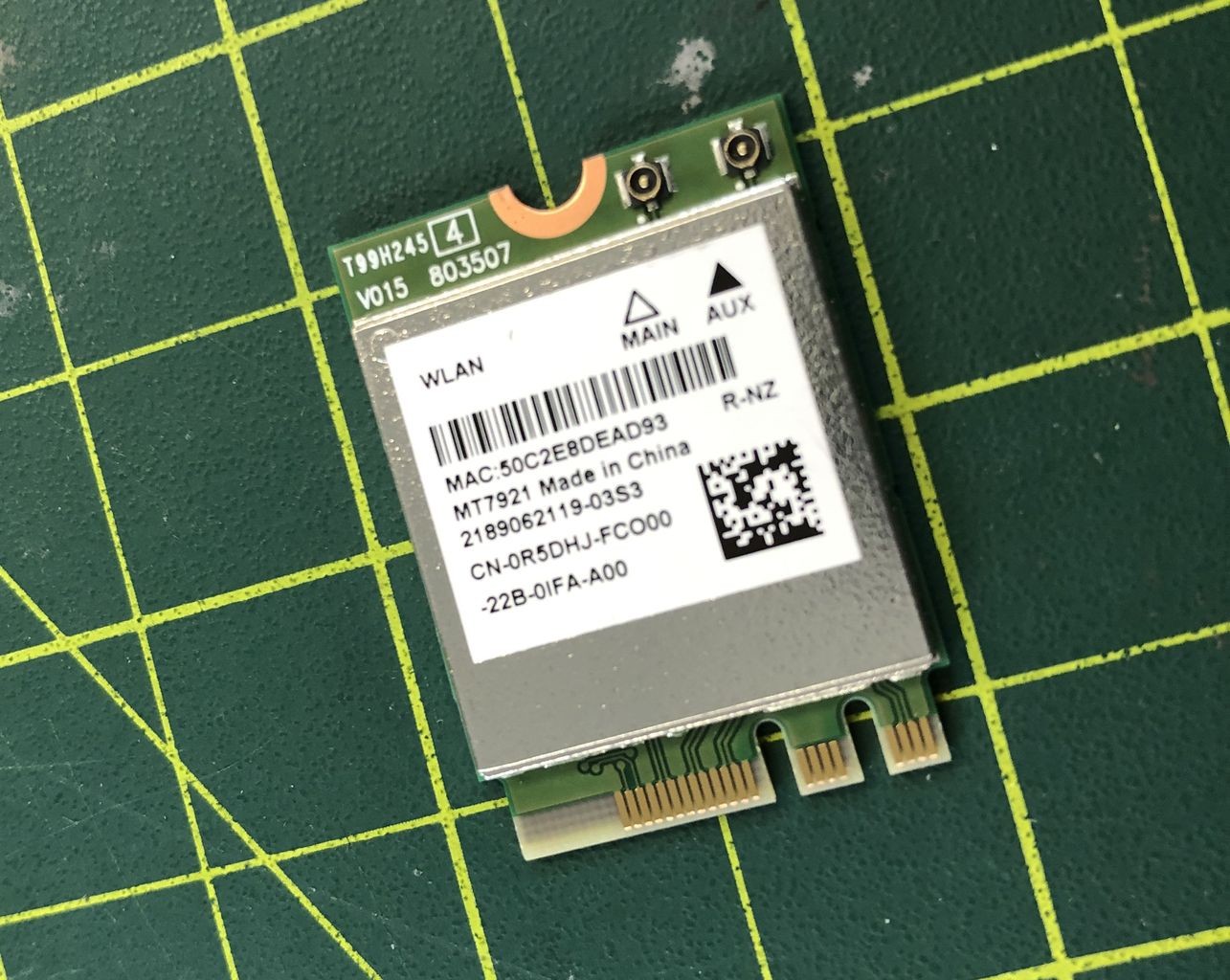Mediatek MT7921 Wireless Dual Band WLAN WiFi 802.11ax Bluetooth 5.2 Card R5DHJ