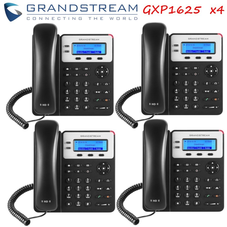 4 Pack Grandstream GXP1625 Small Business Office HD IP Phone 2 Line PoE