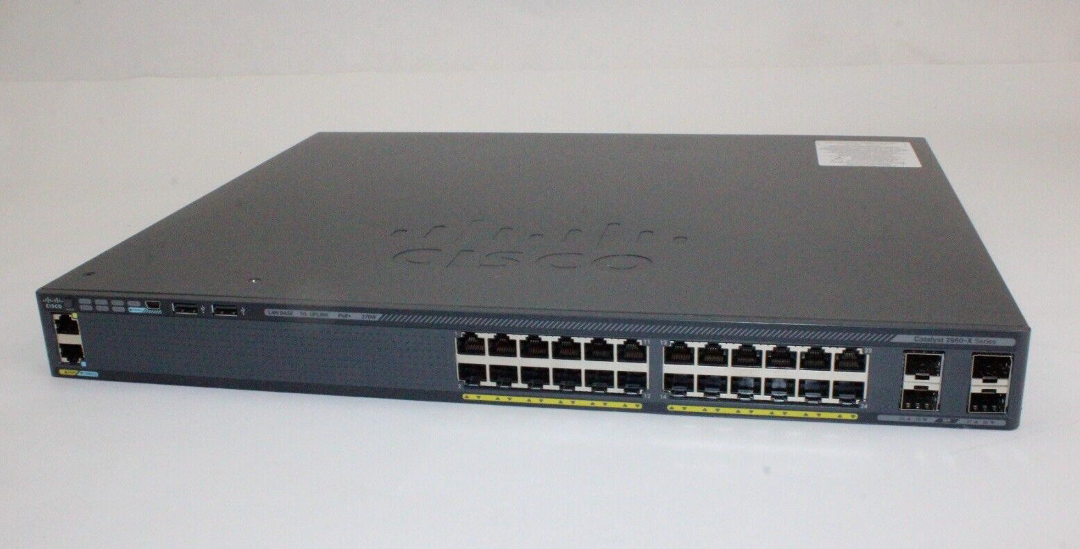 CISCO WS-C2960X-24PS-L 24-Port Gigabit PoE+ Switch ios-15.2 TESTED 2960X-24PS-L