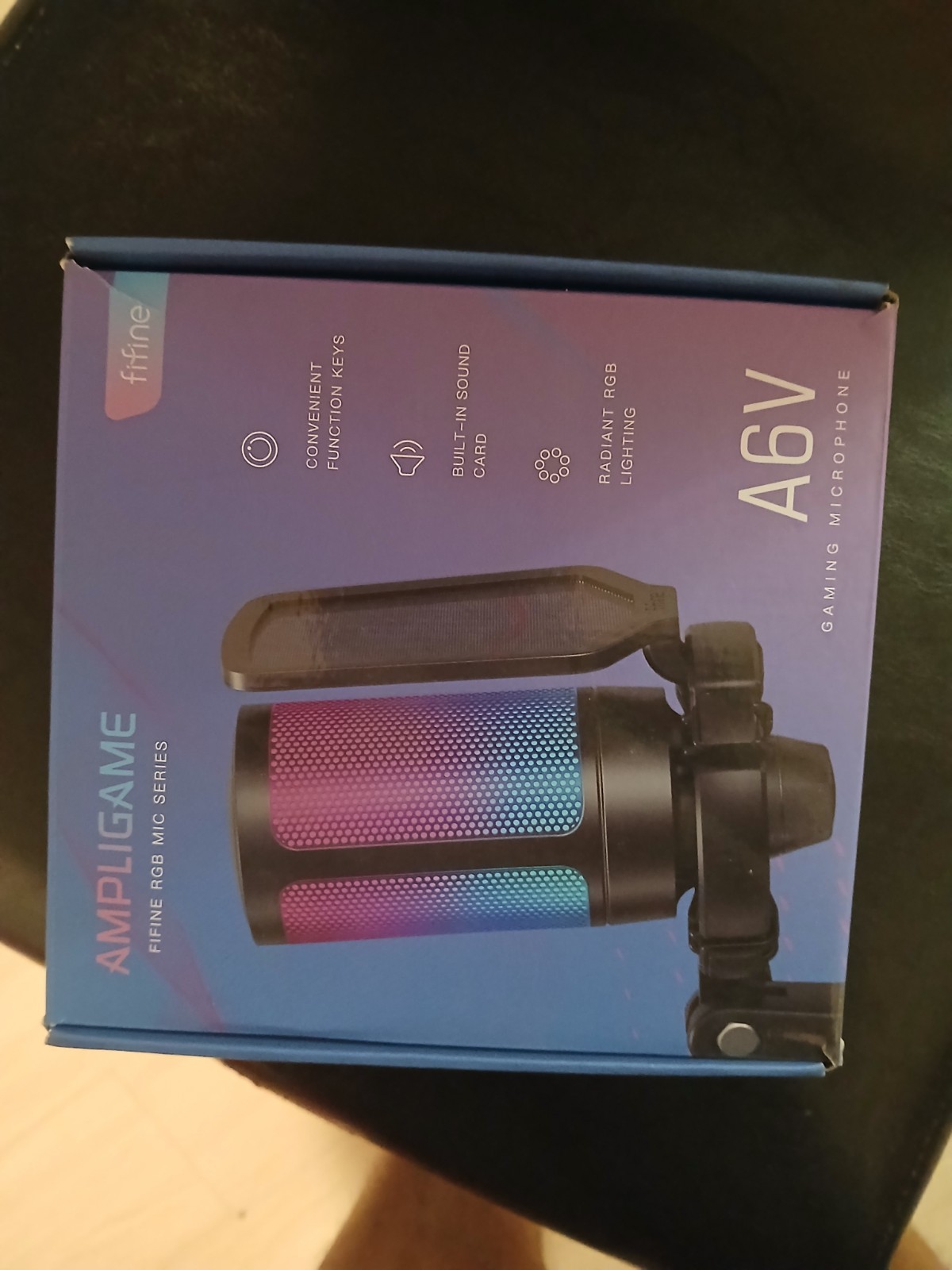 FIFINE A6V USB RGB Condenser Mic for PC PS5 with Tripod & Pop Filter
