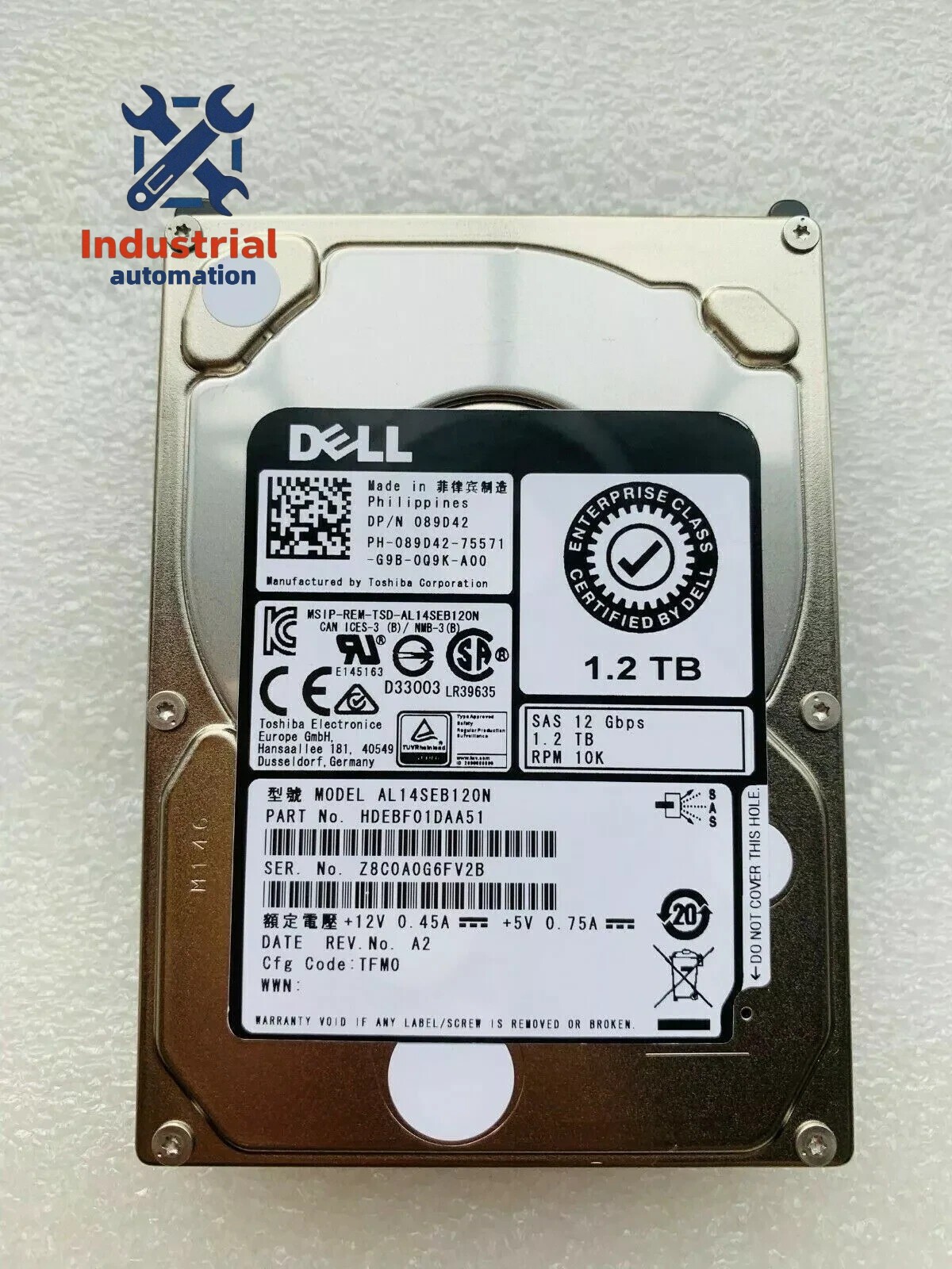 New Dell 1.2TB 12Gbps 10K RPM Hot-Plug SAS 2.5" Hdd AL14SEB120N 89D42 089D42