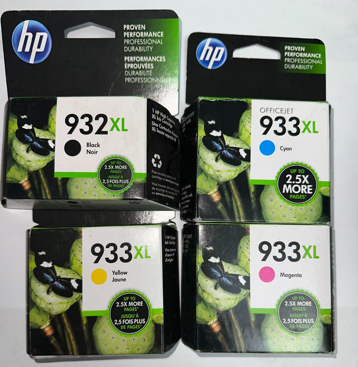 4pk HP 932XL 933XL HIGH YIELD Ink Cartridge Set NEW GENUINE SEALED 