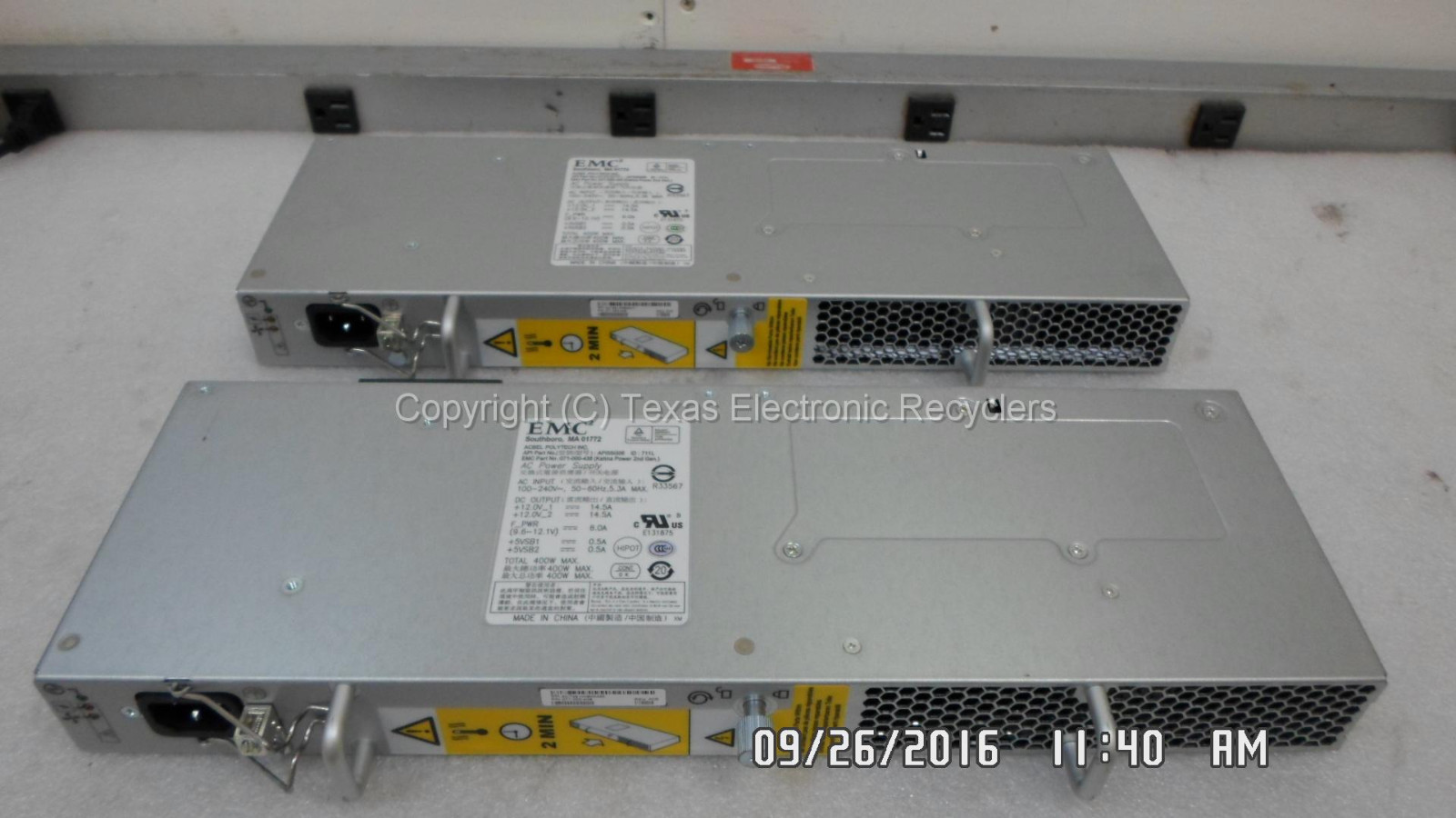 LOT OF 2 - EMC 071-000-438 AcBel API5SG06 Dell 0HM202 400W AC Power Supply 