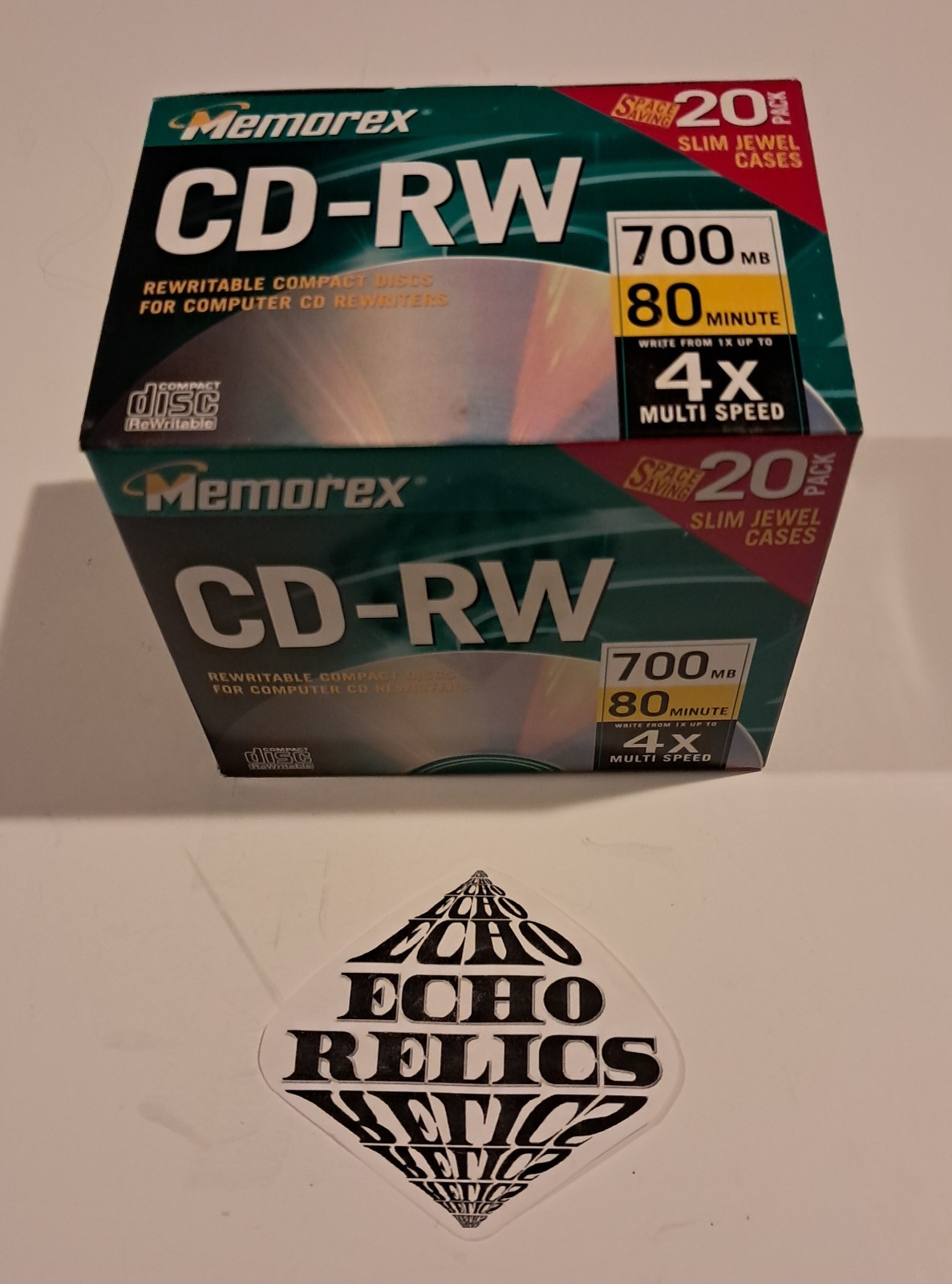 Memorex CD-RW 20pk 700Mb 80 minute 4x With Slim Cases - Vintage 2001