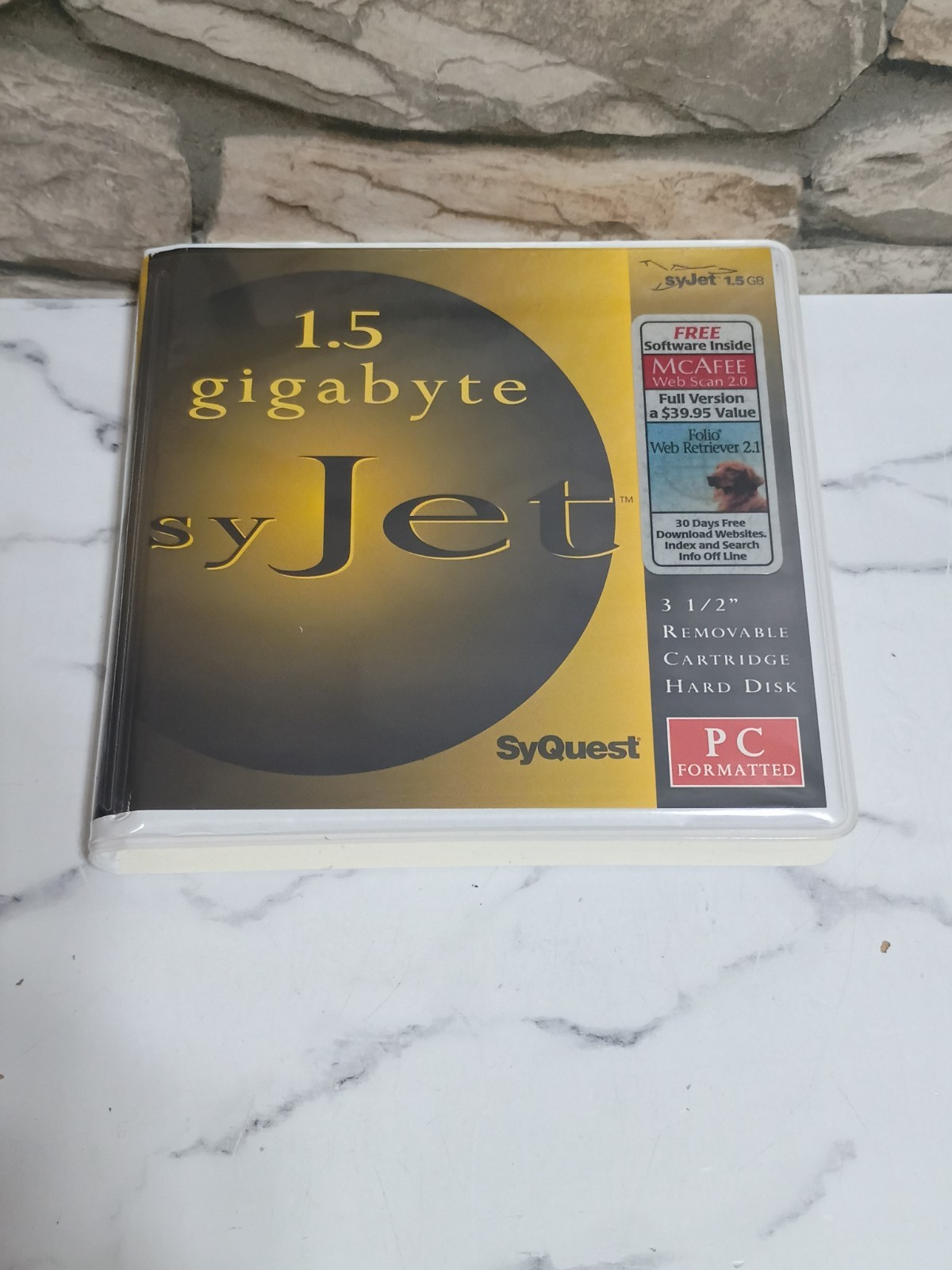Syquest SyJet 1.5 Gigabyte 3 1/2” PC Formatted Cartridge Media Storage