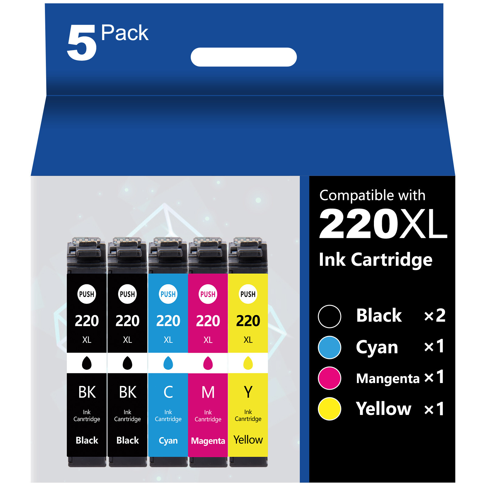 5PK 220XL T220XL Ink Cartridge for Epson XP-420 WF-2750 WF-2760 WF-2630 Printer