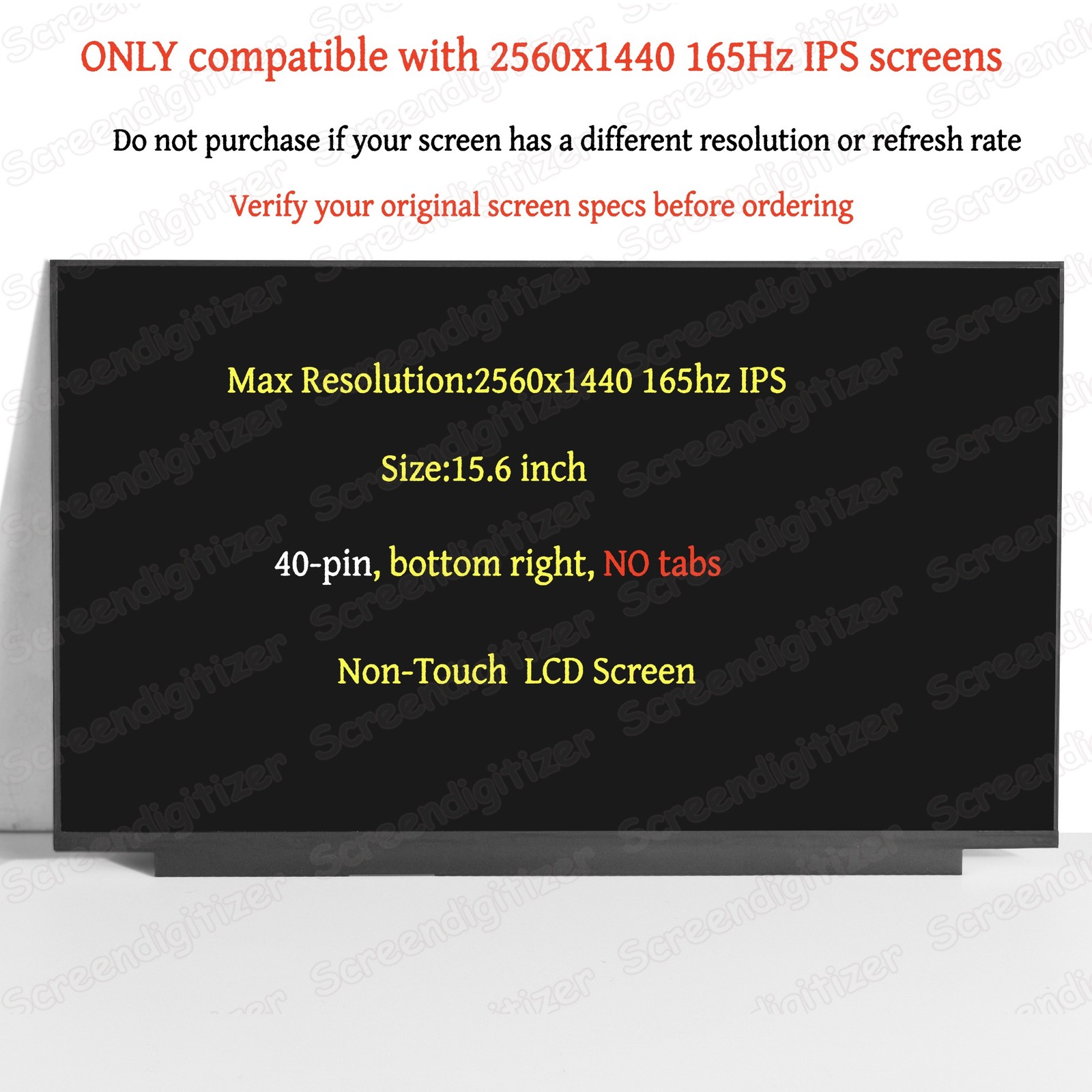 For Acer KL.1560E.031 Non-Touch Led Lcd Screen 15.6"WQHD 2560x1440 165Hz 40 Pin