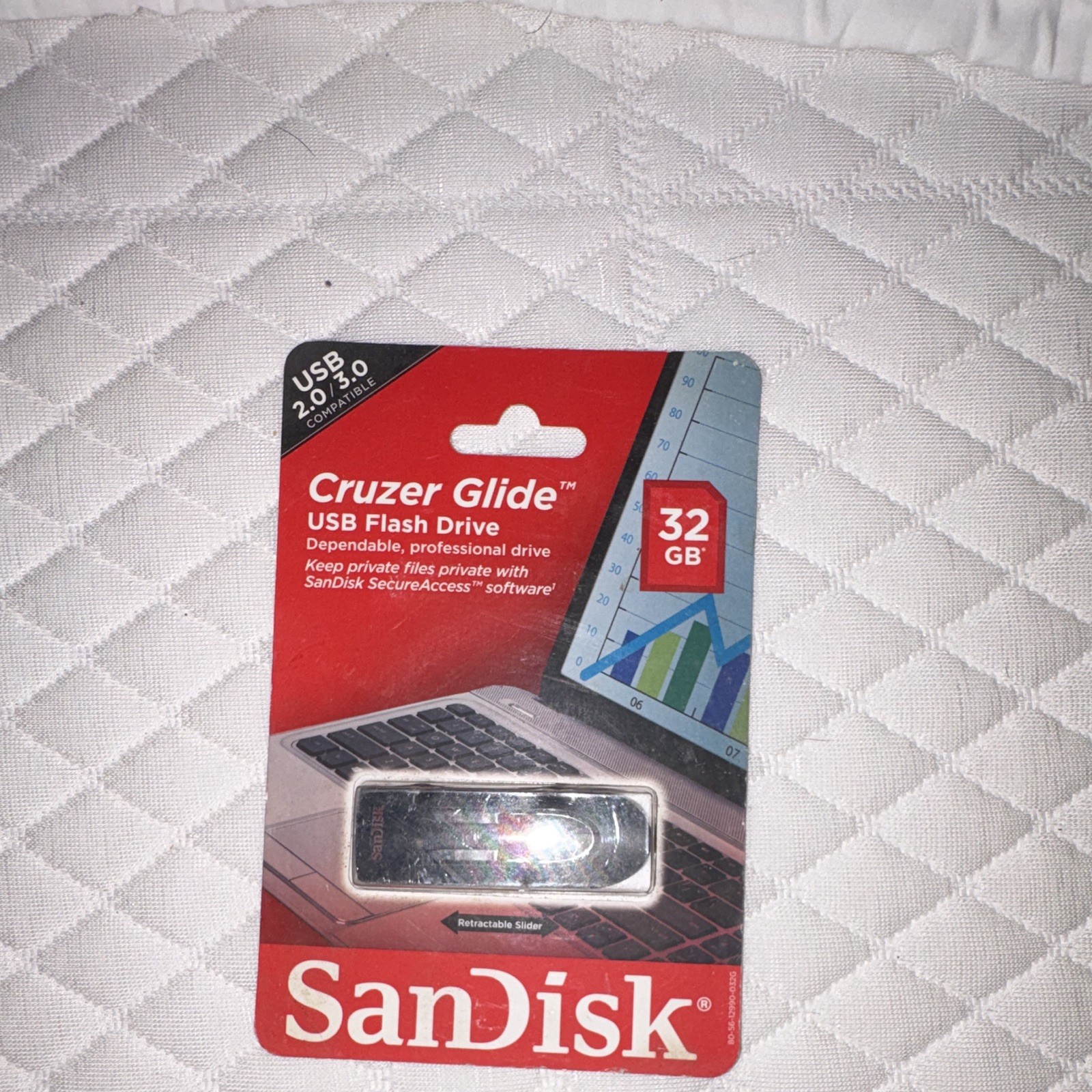 SanDisk Cruzer Glide 32GB USB 2.0 Flash Drive Black Retractable Password