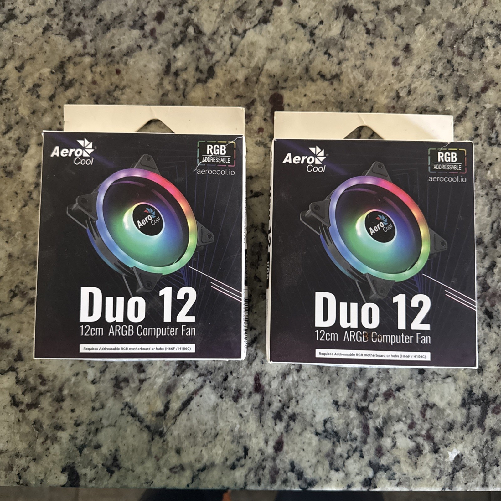 Lot of 2 Aero Cool Duo 12 - 12cm ARGB Cooling Fan