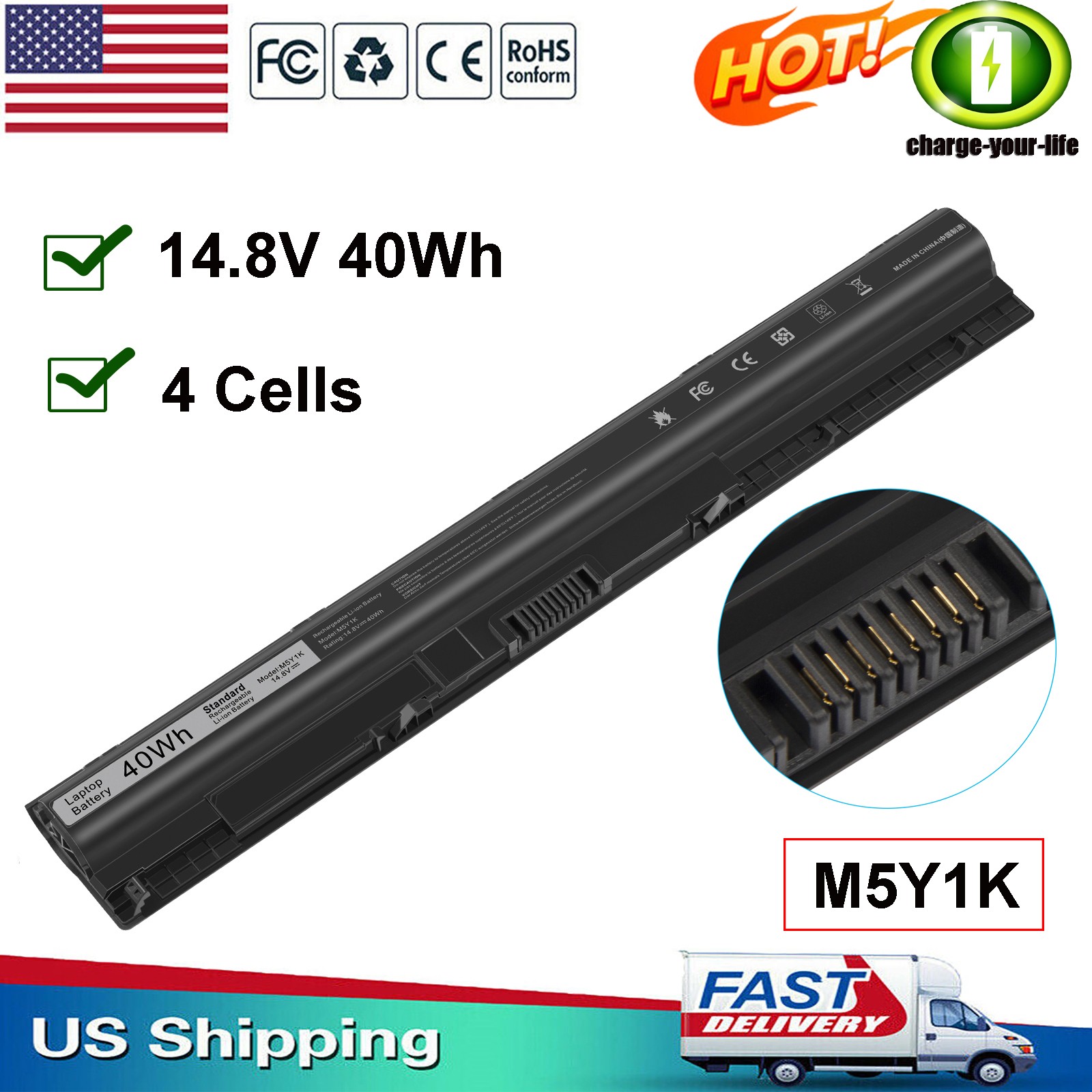 ✅M5Y1K Battery For Dell Inspiron 3451 5451 5551 5555 5558 5559 Laptop 40Wh 14.8V