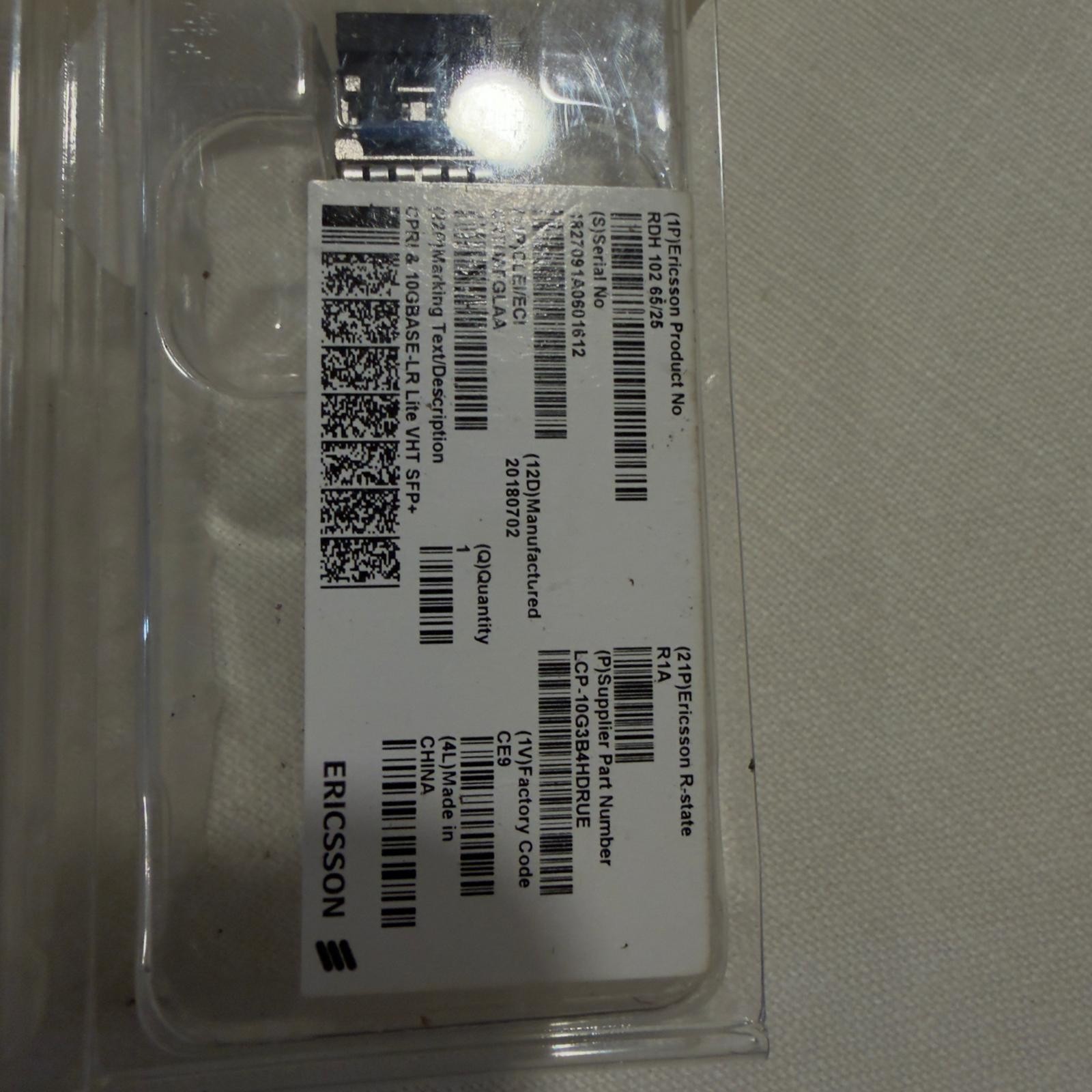 Ericsson RDH10265/25 Optical Transceiver / SFP+ CPRI, 10GBase RDH 102 65/25
