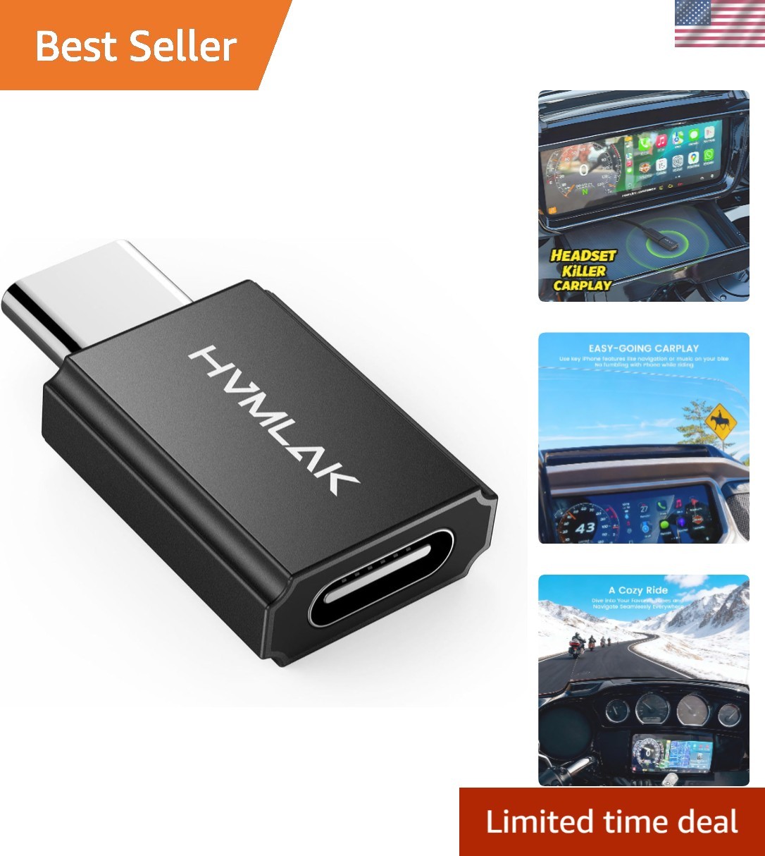 Effortless CarPlay on Motorcycles: Link240 USB-C Adapter with Fast Charge