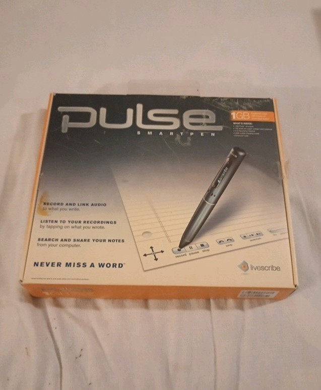 Pulse Smart Pen 1 GB Captures Hours Recorded Audio-no charger
