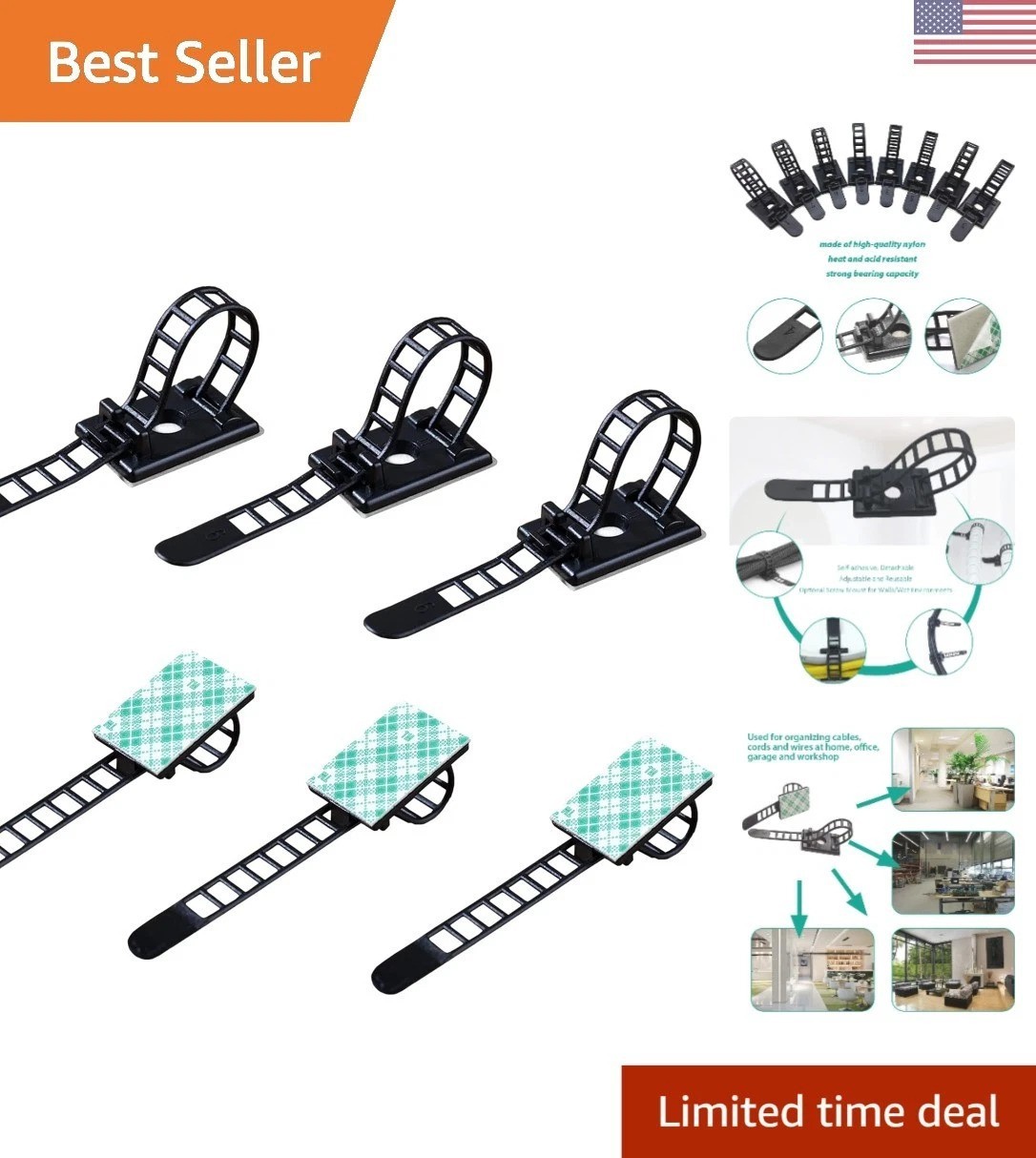 200 Durable Black Cable Management Zip Ties - Effortless Organization Solution