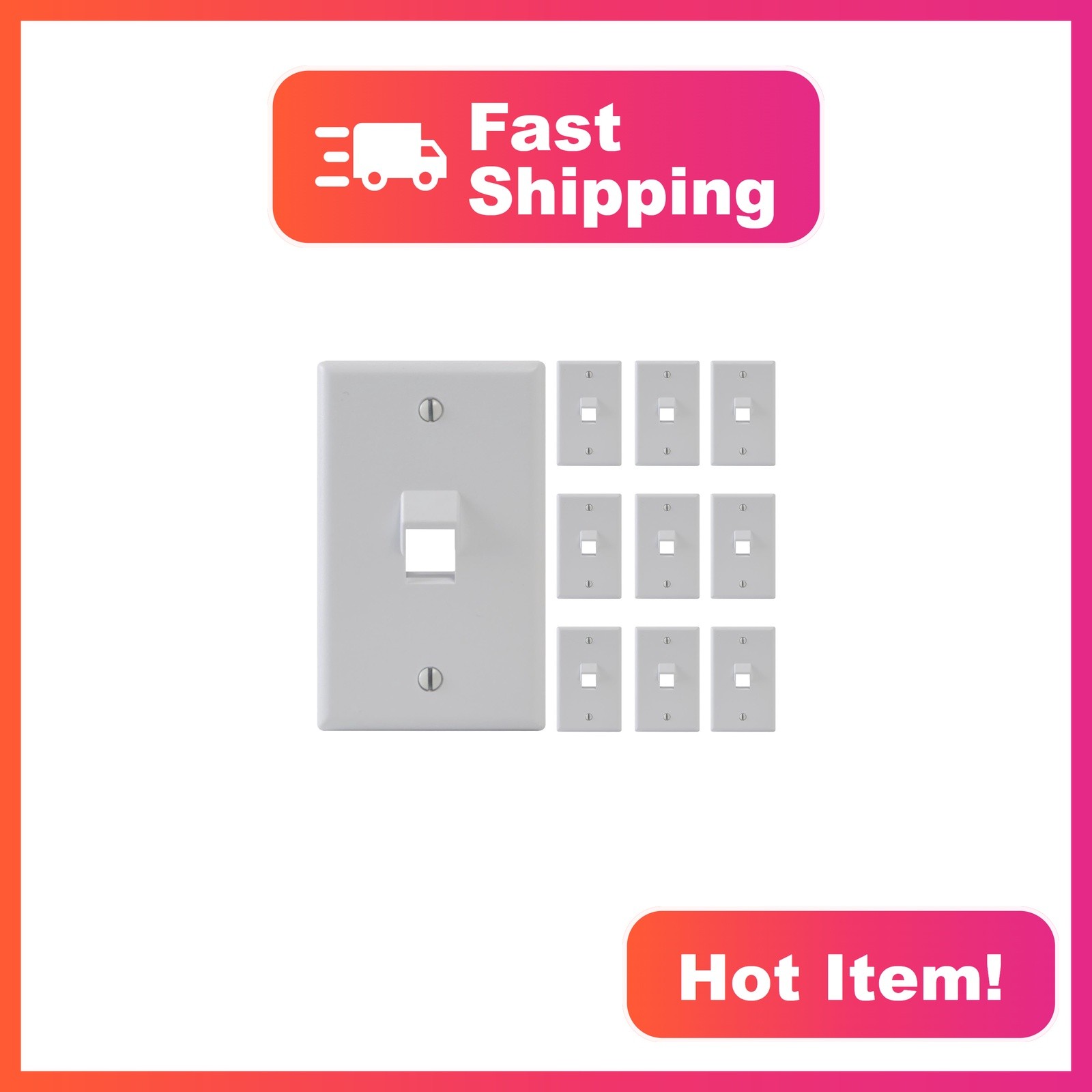 ICC Keystone Wall Plate 1 Port White 10 Pack