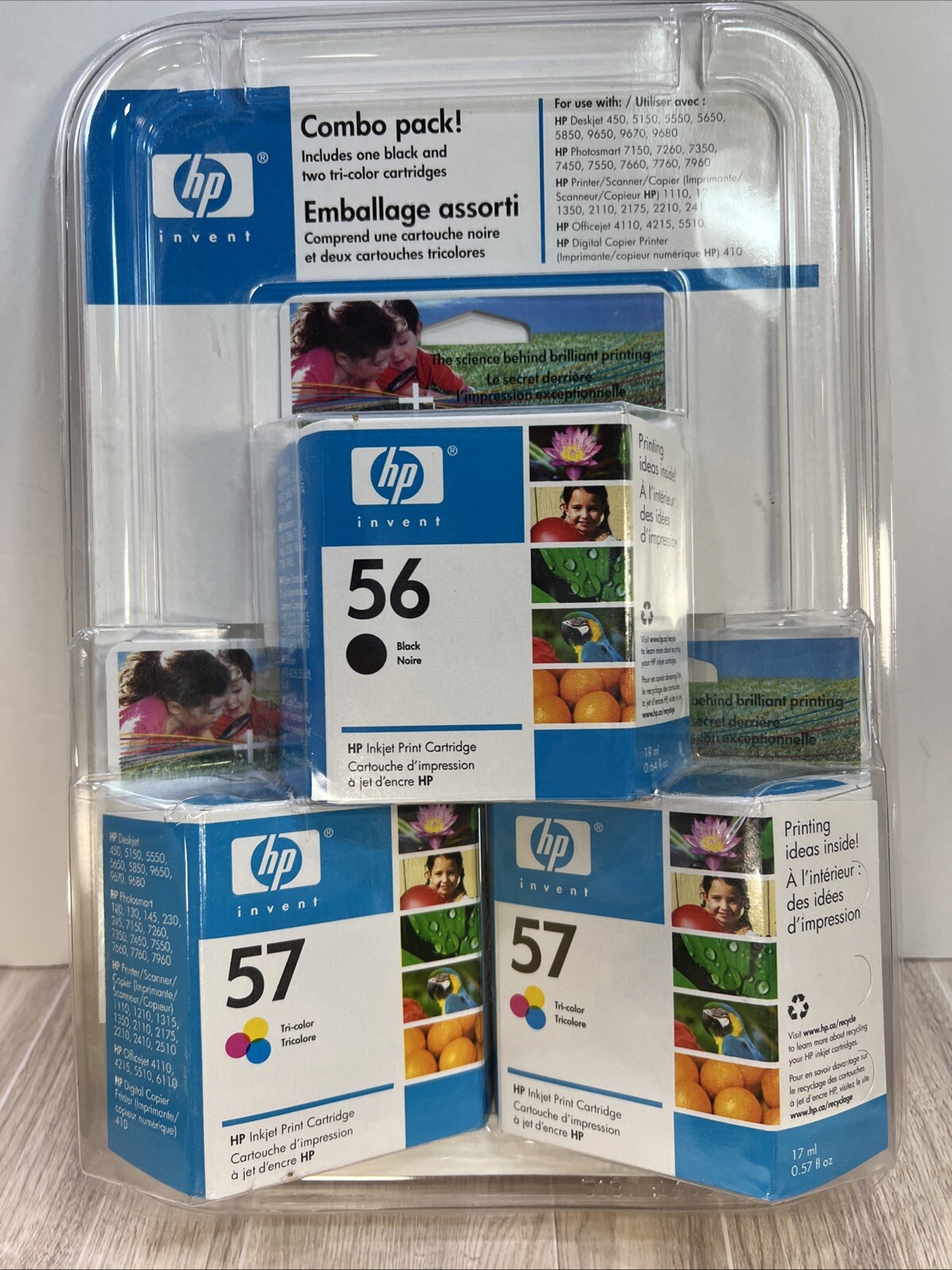 HP 56 57 Ink Cartridge Combo Pack Black-1 Color -2 for Officejet 4110 4215 6105