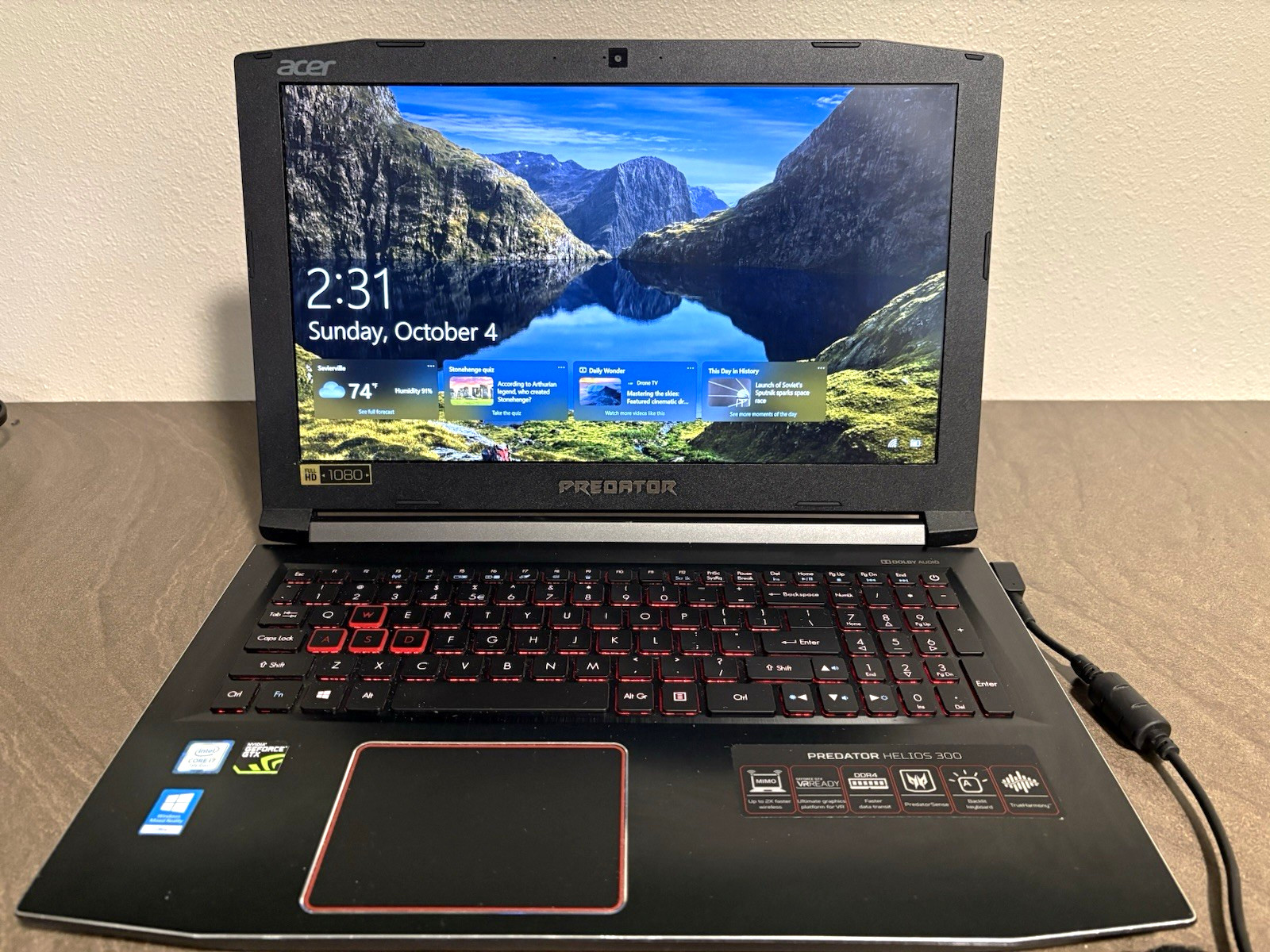 Acer Predator Helios 300 Gaming Laptop 15.6in i7-7700HQ 16GB GTX 1060 SSD 256GB