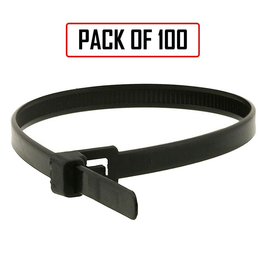 100pcs 12" Releasable Zip Ties Black Nylon 50 Lbs Cable Wire Management Pack