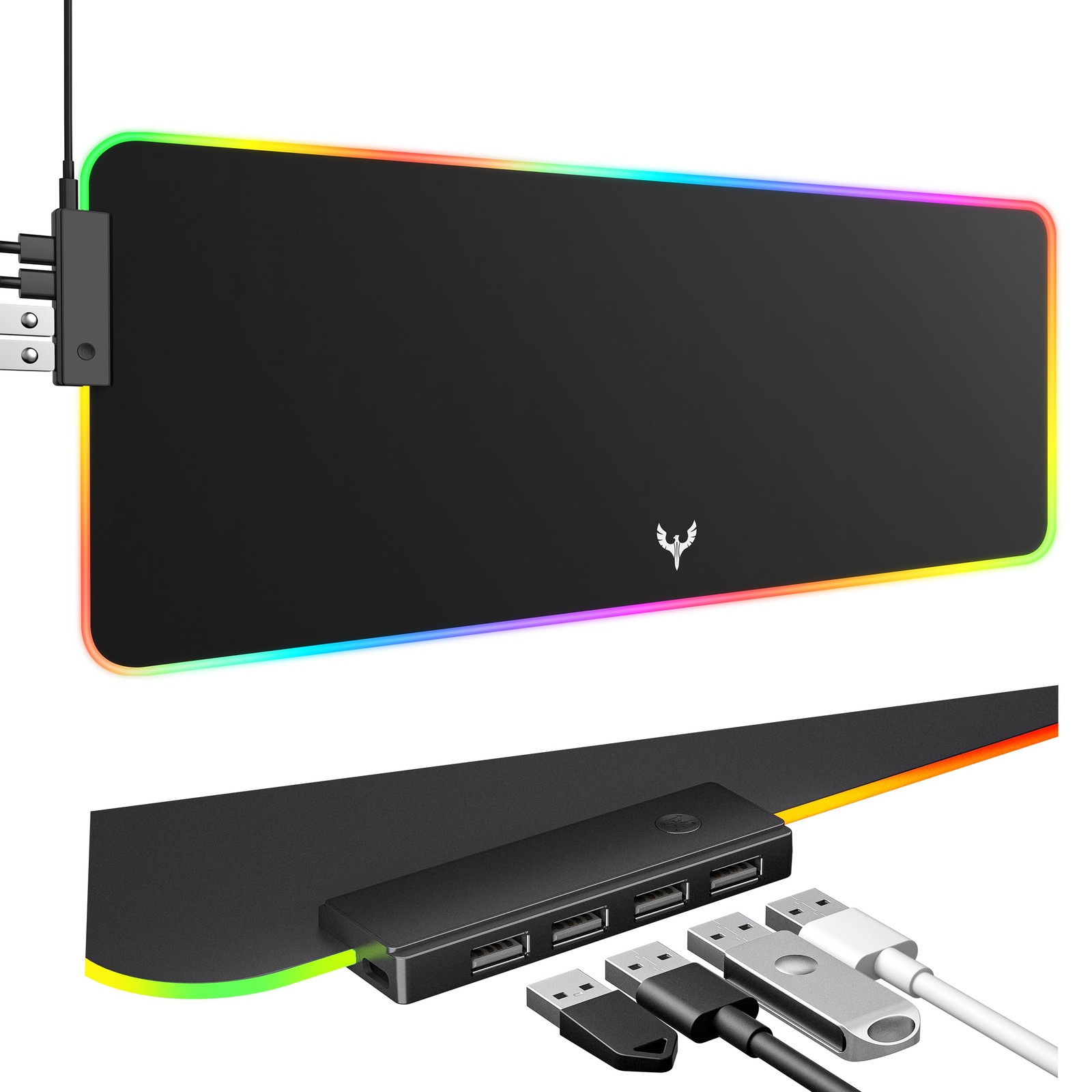 BladeHawks RGB Gaming Mouse Pad with 4Port USB 31L x 11.8W inches, Multicolor
