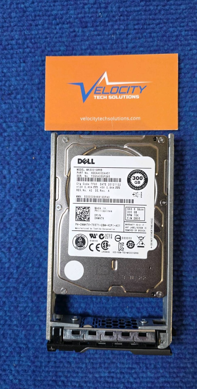 NWH7V Dell 300GB 15K SAS 6Gbps 32MB 2.5” HDD 0NWH7V MK3001GRRB HDEAA00DAA51