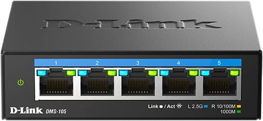 5-Port 2.5GB Unmanaged Gaming Switch with 5 x 2.5G - Multi-Gig, Network, Fanl...