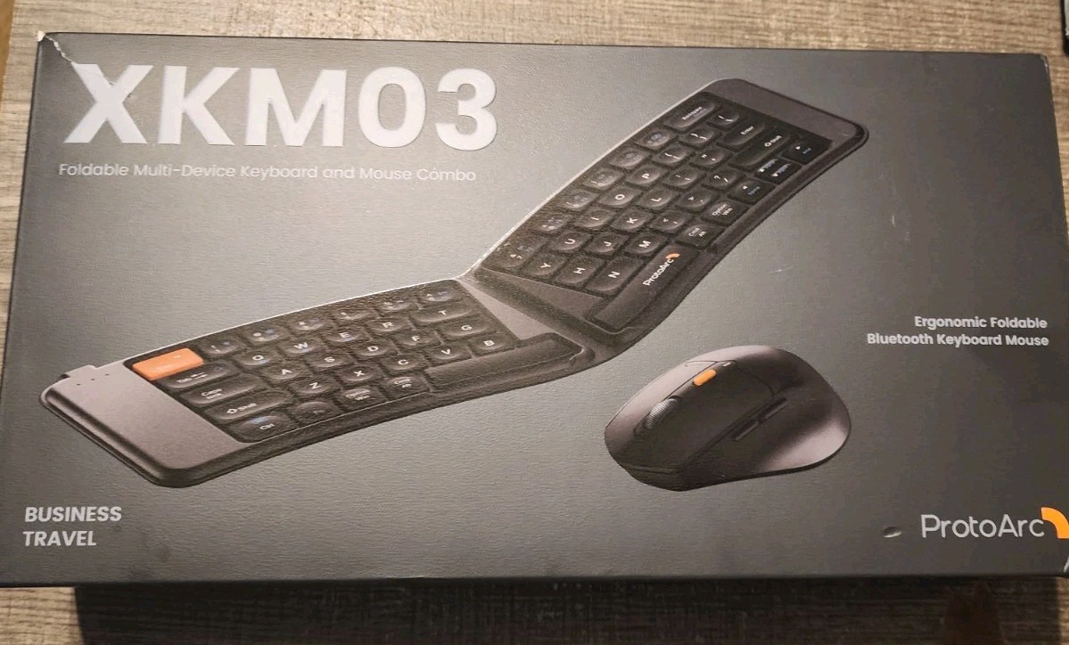 PROTOARC XKM03 FOLDABLE KEYBOARD AND MOUSE COMBO OPEN BOX