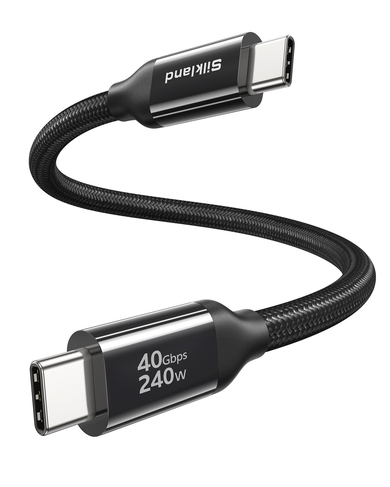 Silkland USB4/TB4 Cable 1FT, 40Gbps, 240W USB C, 8K Display, iPhone/iPad/SSD