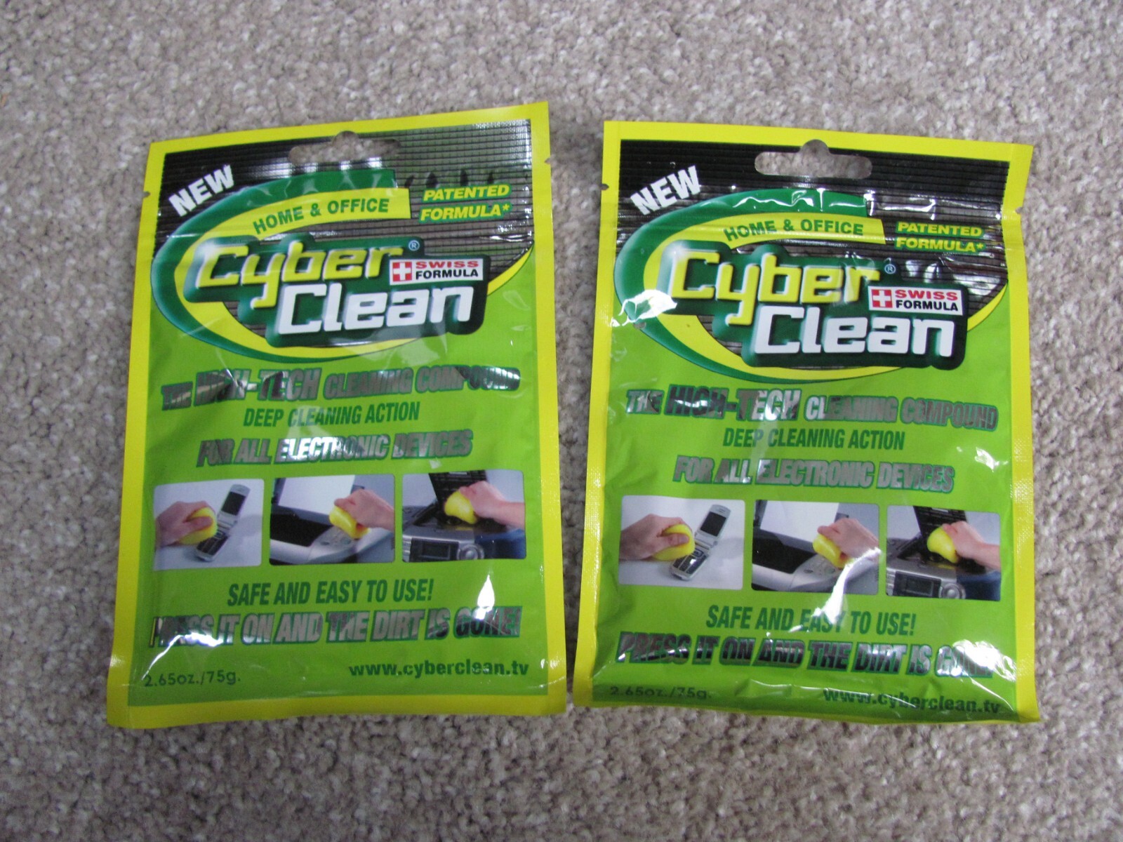 Lot of 2 Cyber Clean Home & Office Zip Bag - Cleaning Compound (2.65 oz)- 25054