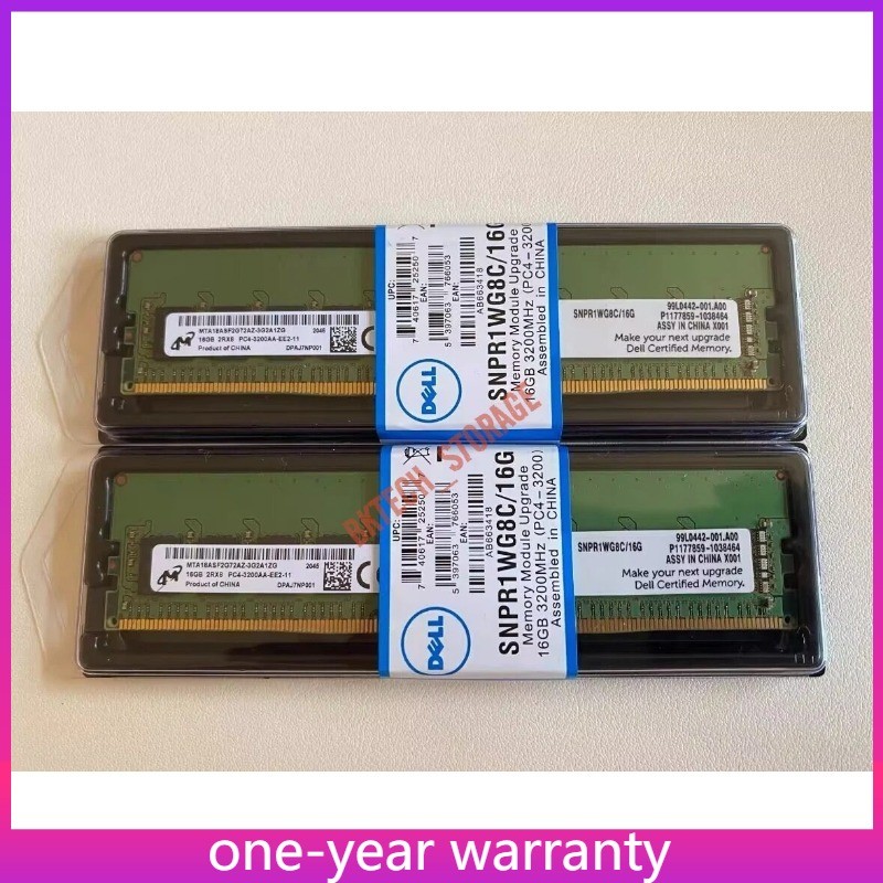 SNPR1WG8C/16G DELL AB663418 1Rx8 16GB DDR4 PC4-3200AA UDIMM ECC Server Memory