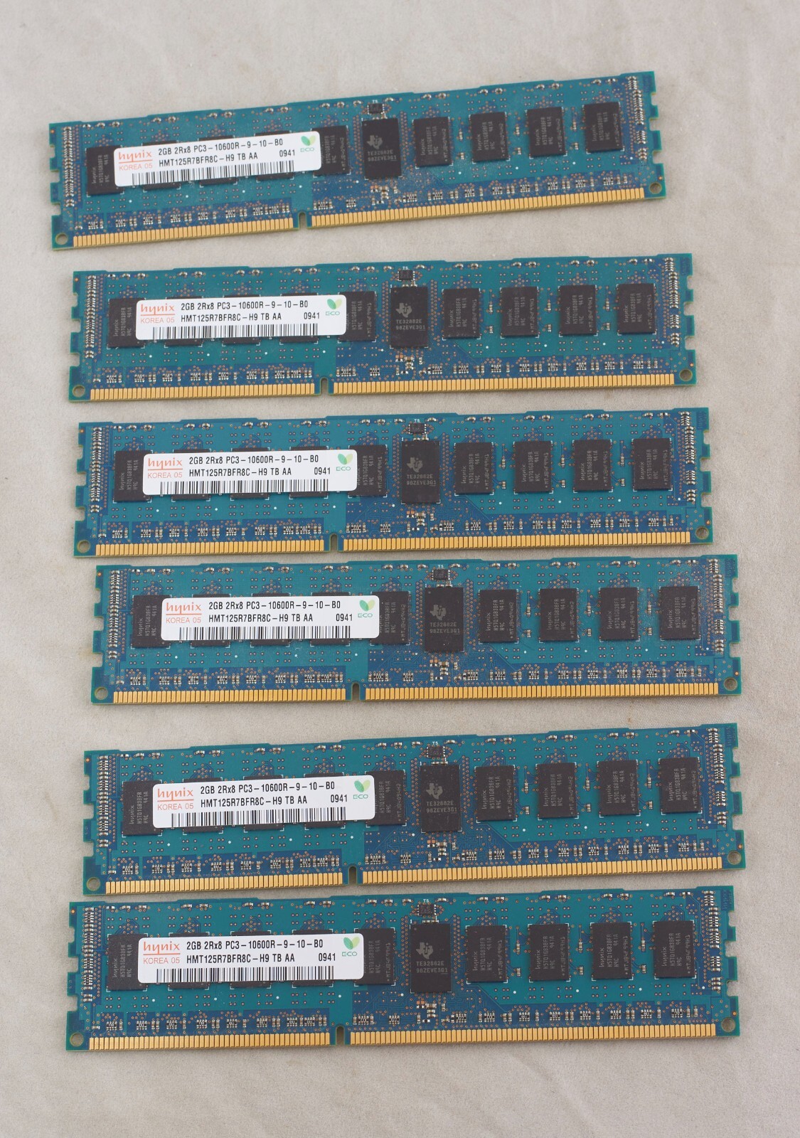 SK Hynix 12GB Kit 6x2GB PC3-10600R RAM TMT125R7BFR8C-H9 TB AA