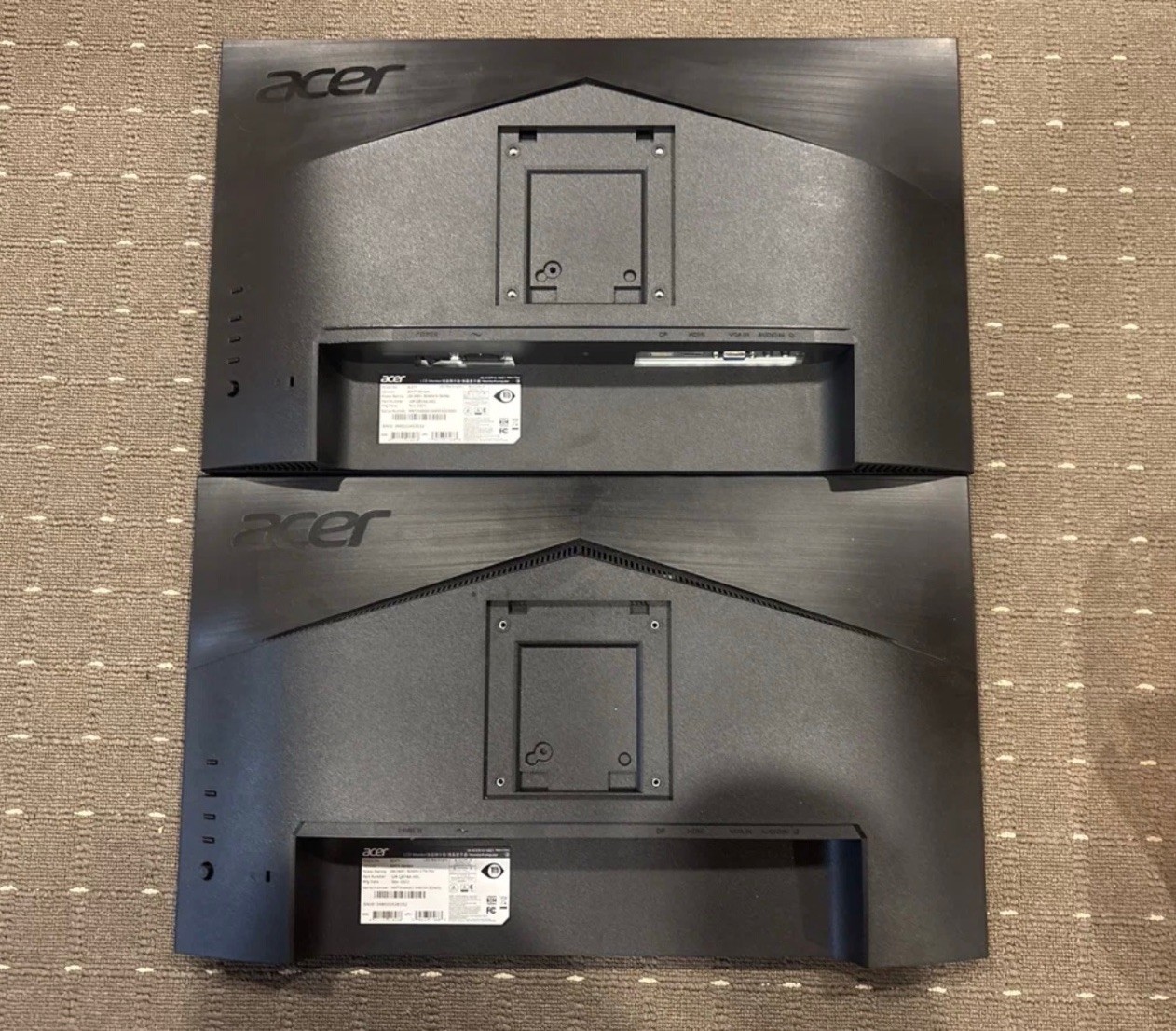 Acer B247Y 24” FHD IPS Monitors (Lot of 2) w/ Stands, Keyboard, Mouse & Cables