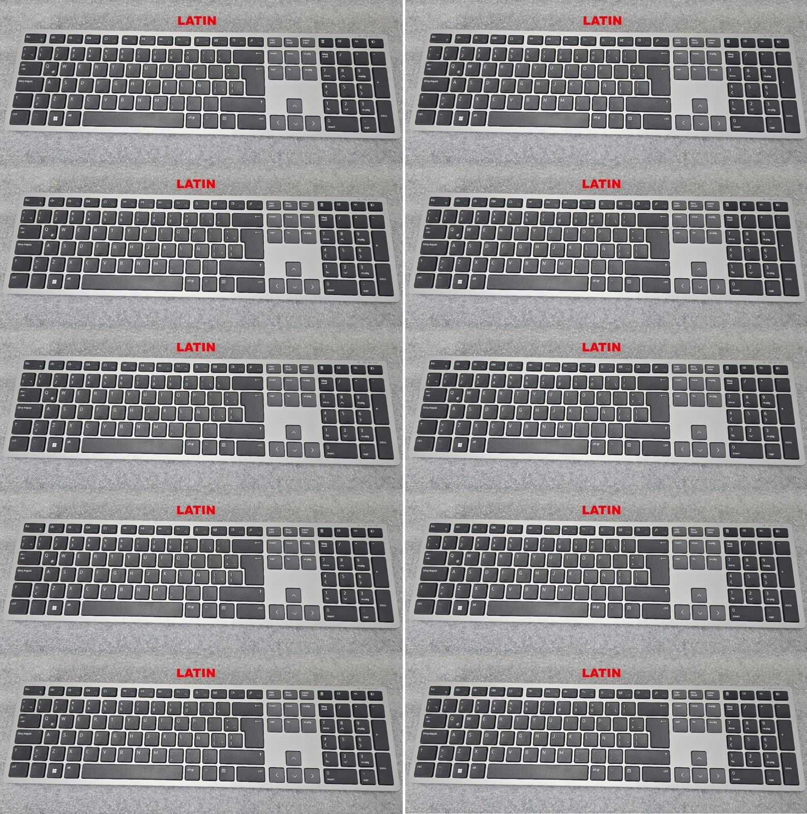 10x LOT Dell KB7221WT Multidevice Bluetooth Wireless Keyboard Latin Language LTN