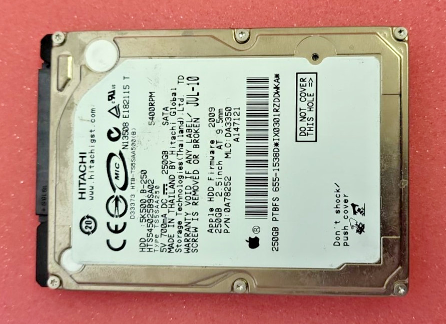 Hitachi Apple 250GB 5400RPM 2.5" HDD Hard Drive 5K500 B-250 HTS545025B9SA02
