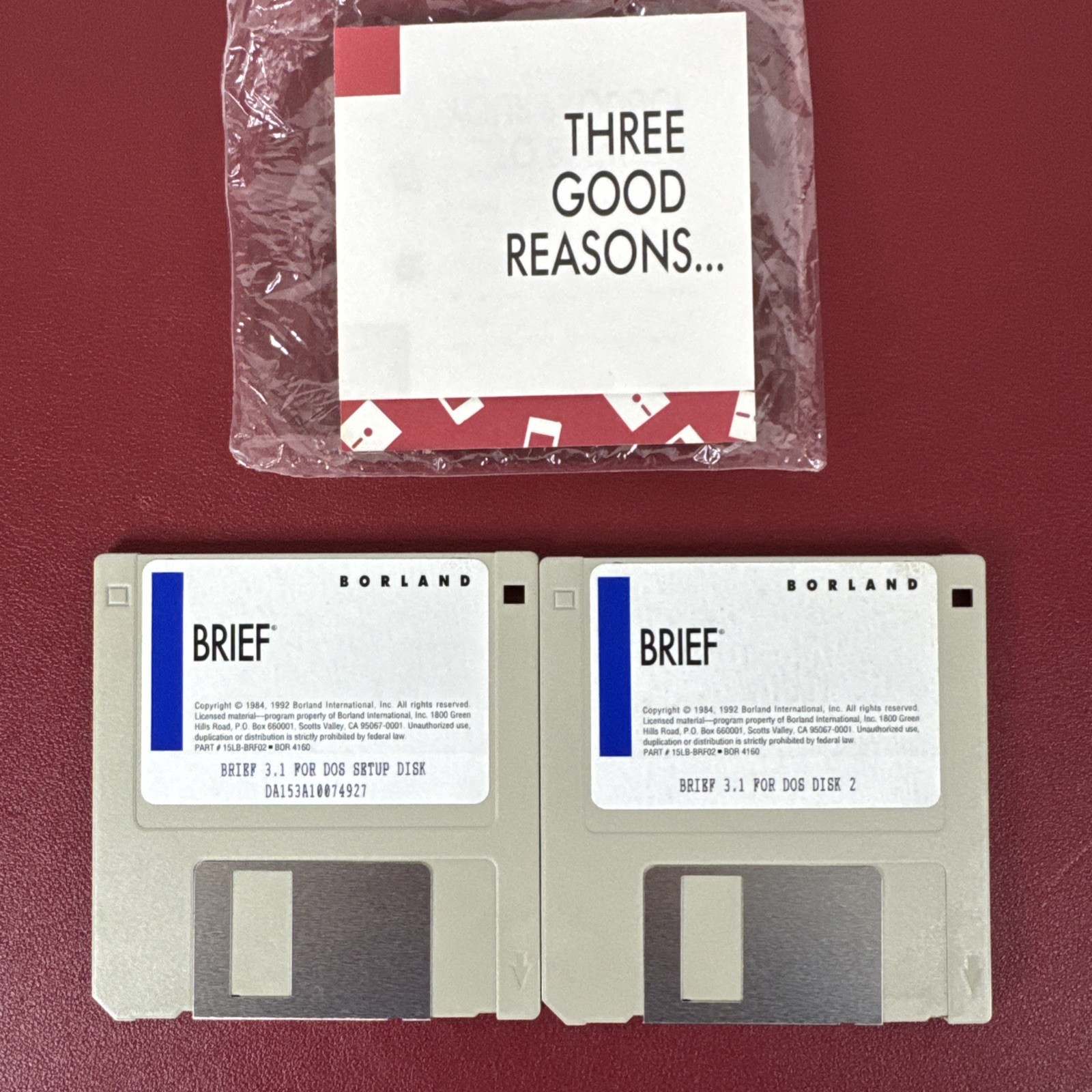 Borland Brief 3.1 for Dos, on 3.5" Disks