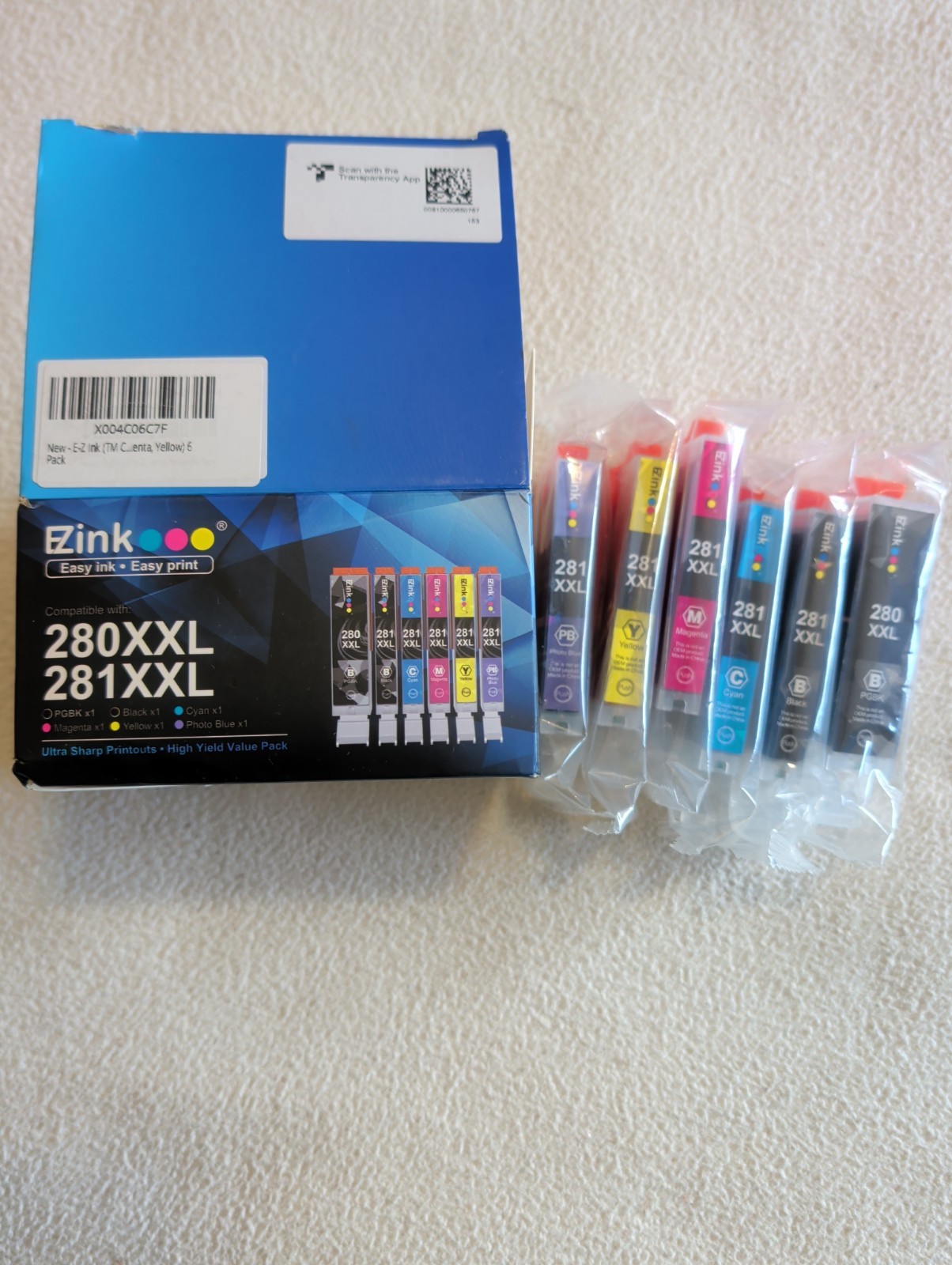EZInk 280XXL 281XXL Ink Cartridges 6 Sealed Packs