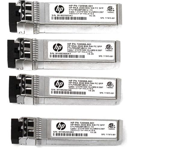 HP C8R23A 720998-001 MSA 2040 SFP+ 8GB SHORT WAVE 850nm FC SFP+ SW 4 Pack