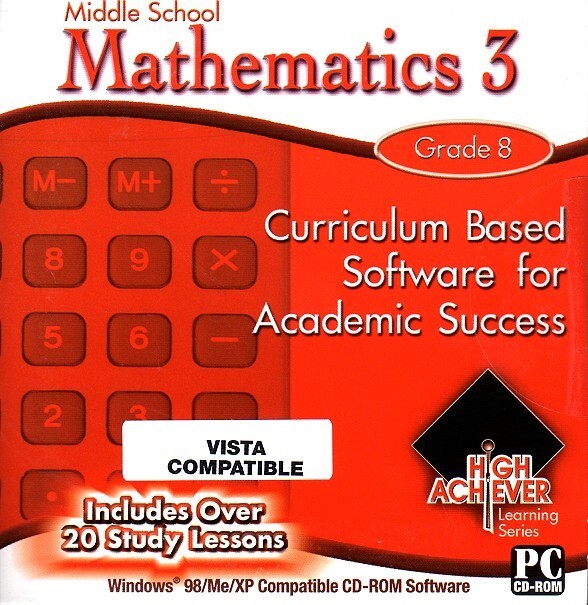 High Achiever Middle School Mathematics 3 (Grade 8) CD-ROM -NEW in RETAIL SLEEVE