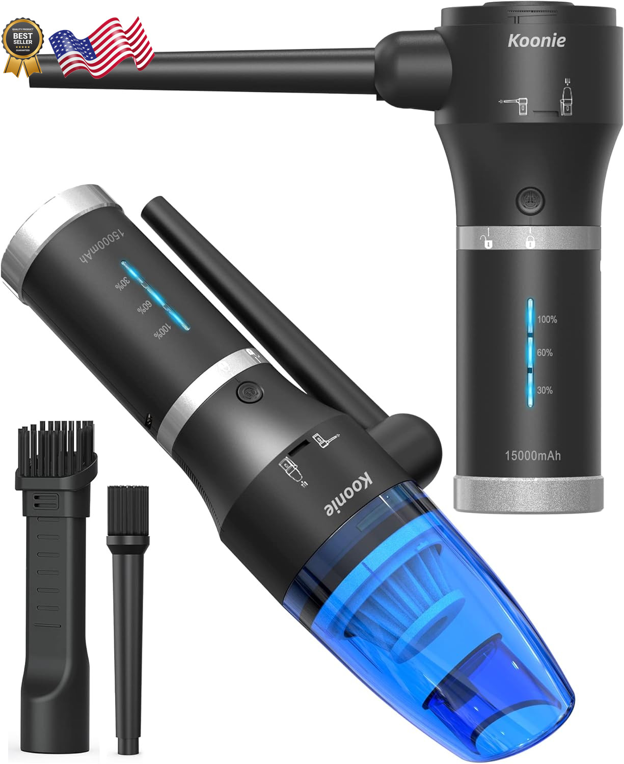Compressed Air Duster Koonie 15000mAh Cordless Air Duster & Vacuum 2 in 1 Po....