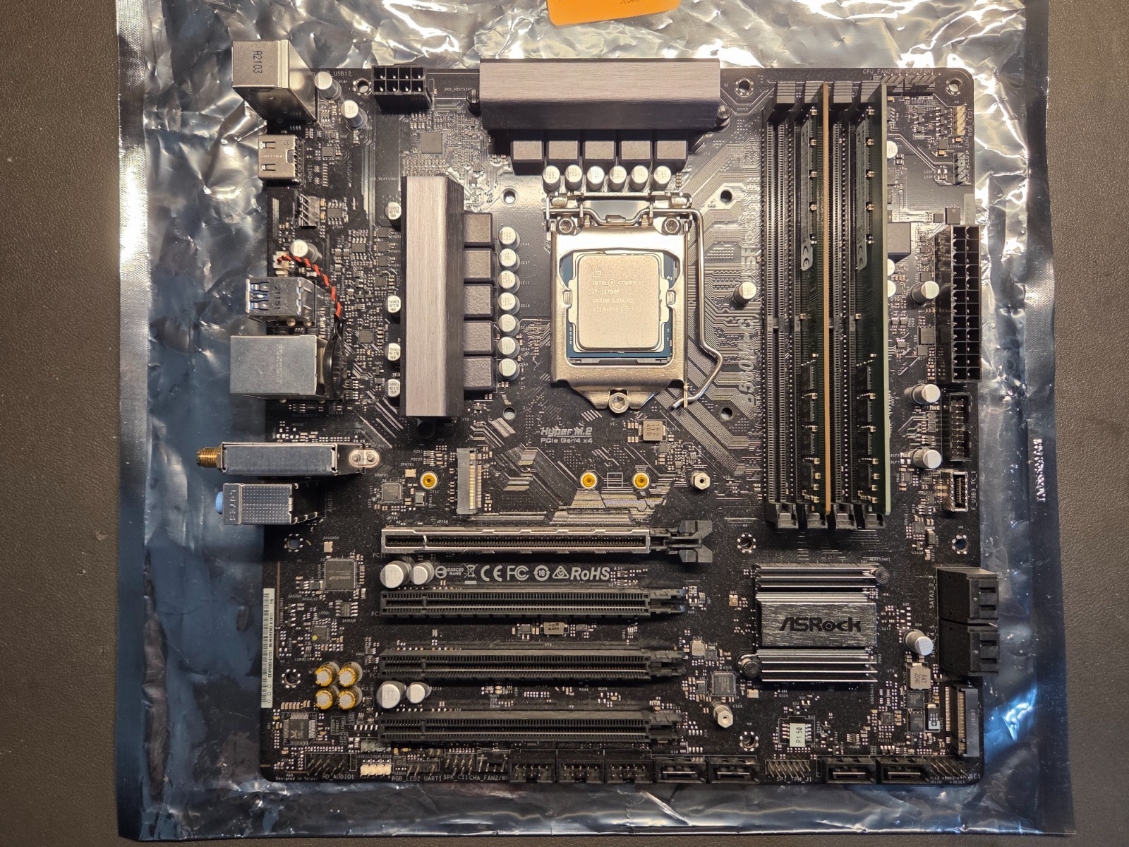 ASRock B560M-C Motherboard + Core i7-11700 CPU + 16GB RAM - No IO Shield