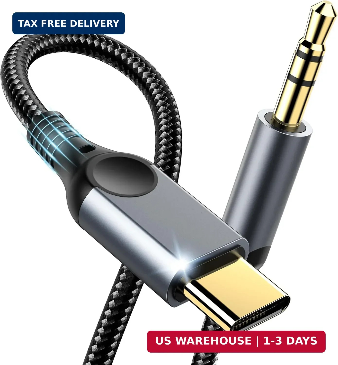 Aux to USB C Audio Cable [4FT], Type C to 3.5mm Aux Cord Hi-Fi DAC Headphone Jac