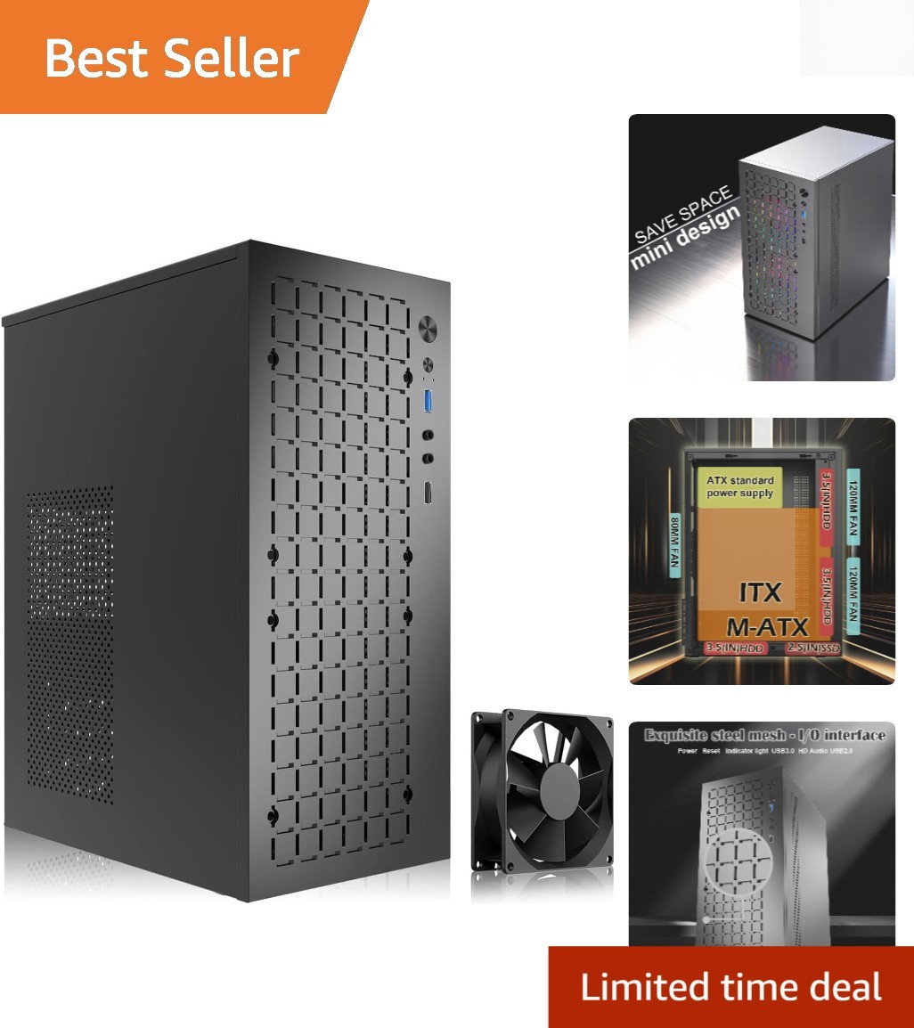 Slim High Airflow Mini Tower Case - Perfect for Mini ITX & Micro ATX Builds