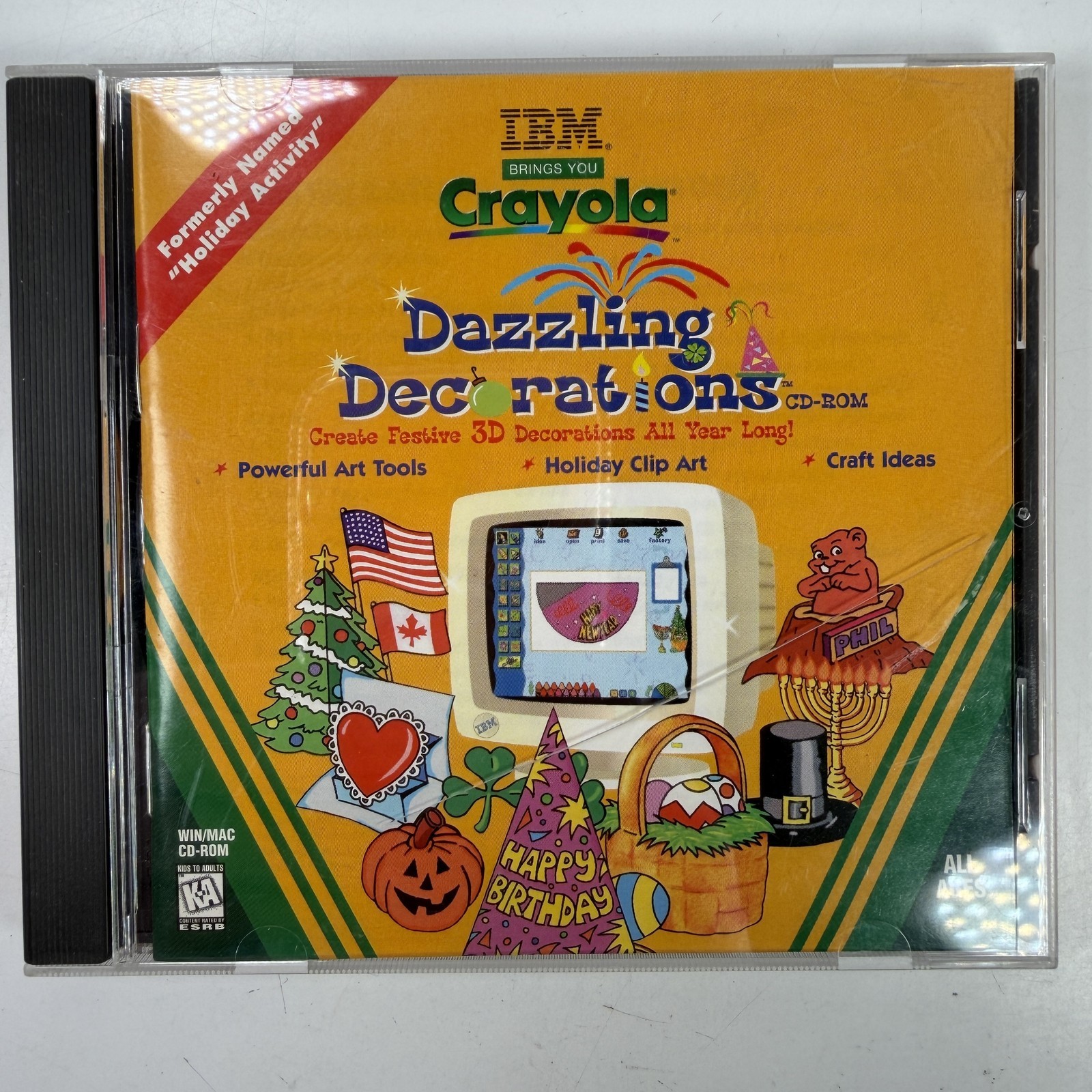 IBM Crayola Dazzling Decorations CD-ROM WIN/MAC Software Vintage Hobbies Leisure