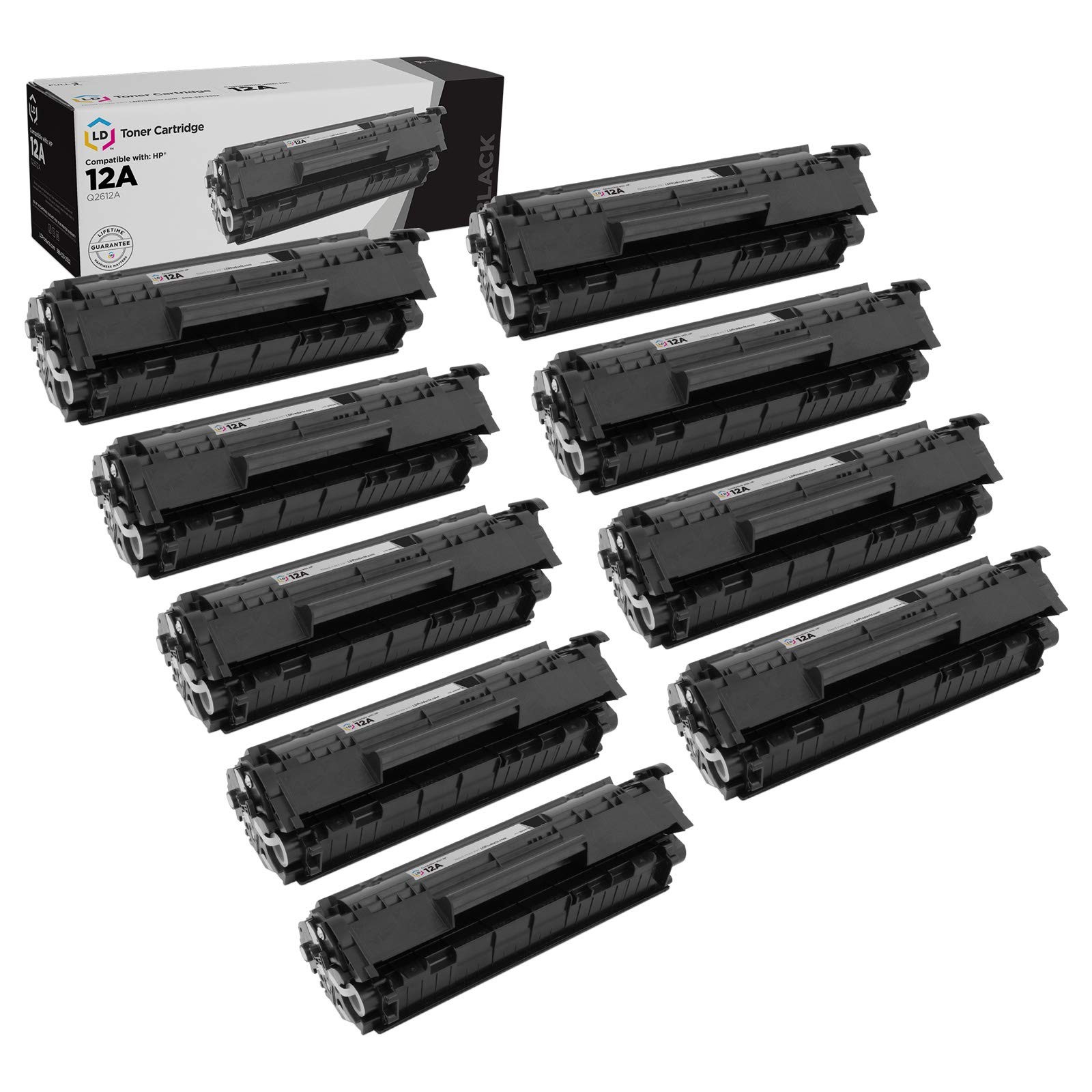 LD 9PK Comp Black Laser Toner Cartridge for HP 12A Q2612A LaserJet 1022nw 3015