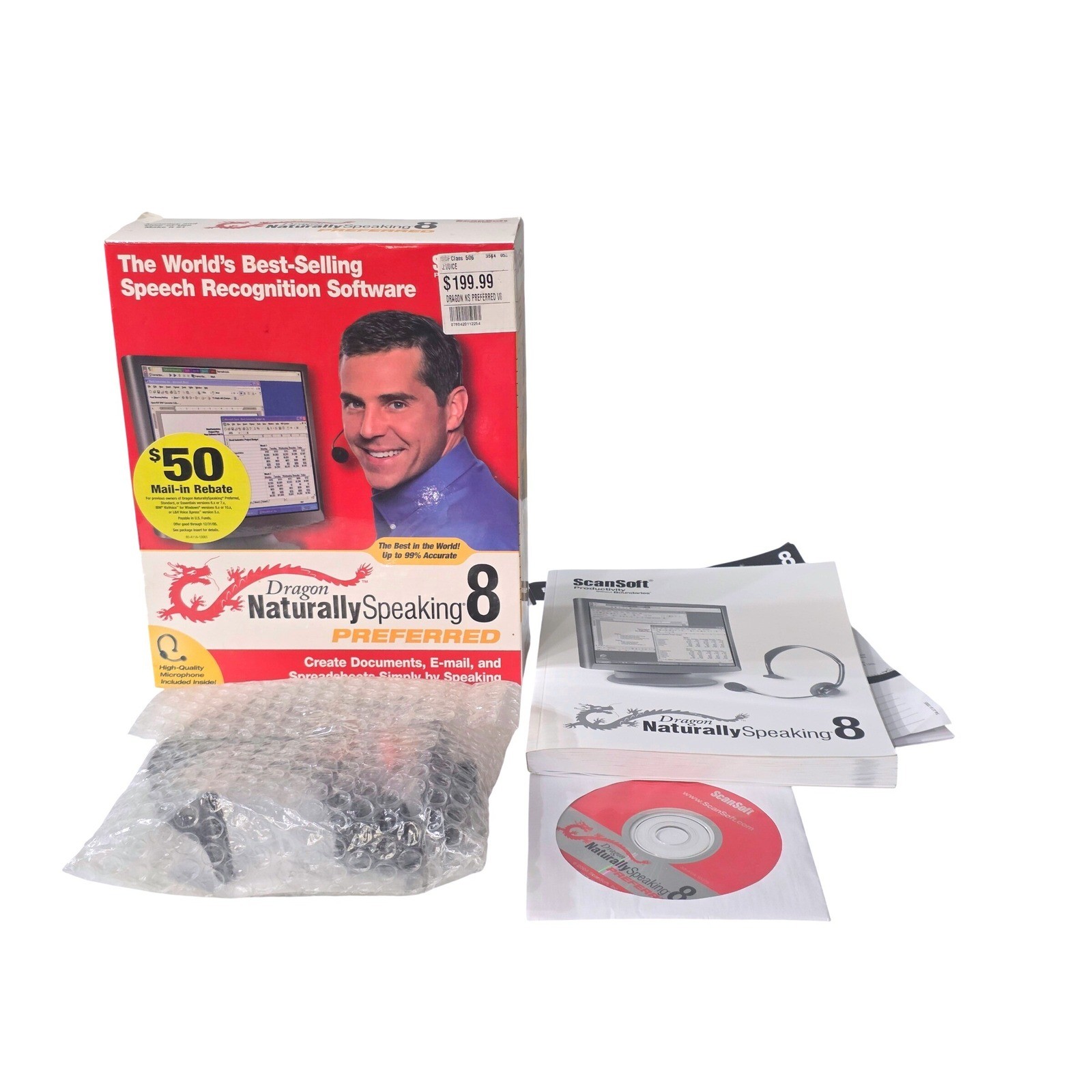 ScanSoft Dragon NaturallySpeaking 8 Preferred PC Software with Headset Manual CD