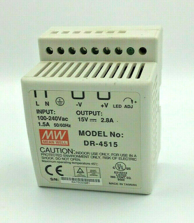Mean Well Switching Power Supply, DR-4515, DC 15V 2.8A, Genuine