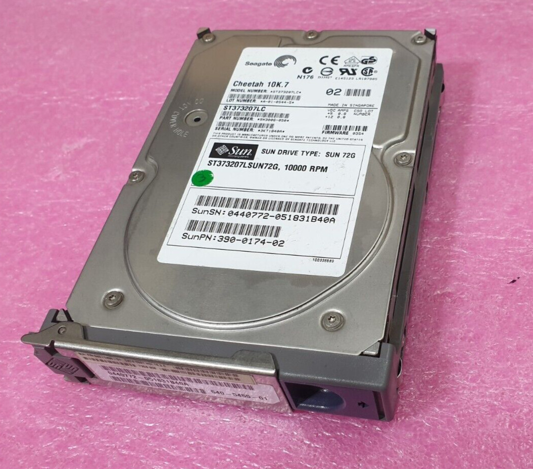 Sun 390-0174 73GB Scsi SIC 80pin 10K RPM 540-5455 ST373207LC - S3603