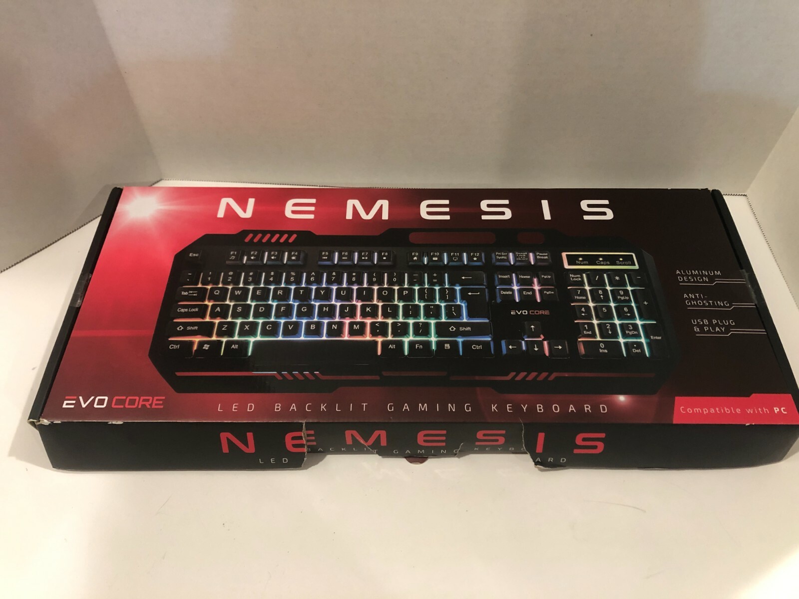 LED Backlit Gaming Keyboard Nemesis Evo Core PC, Clean, Very Good