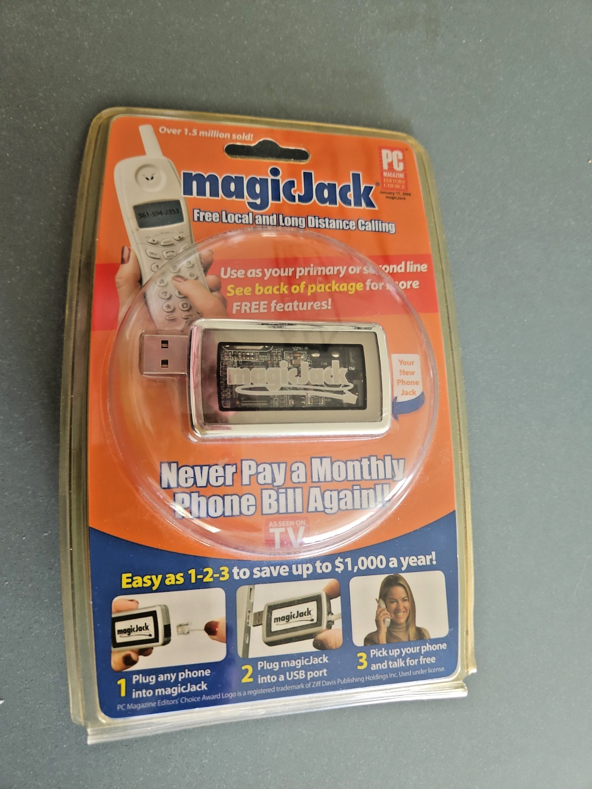 MagicJack A921 USB PC to Phone Jack Free Local Long Distance Magic Jack - SEALED